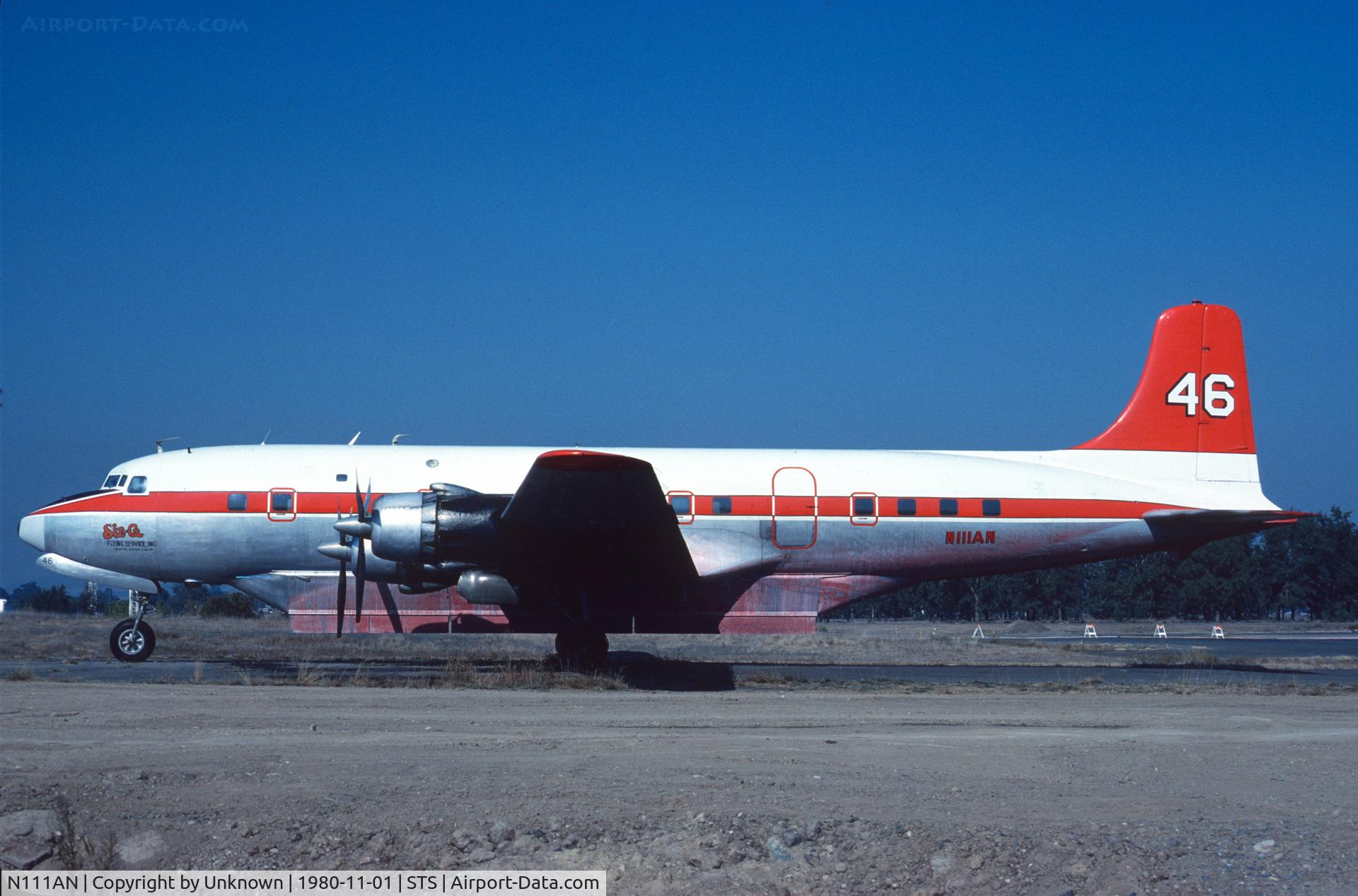 N111AN, 1953 Douglas DC-6B C/N 44087, Santa Rosa 11.1980