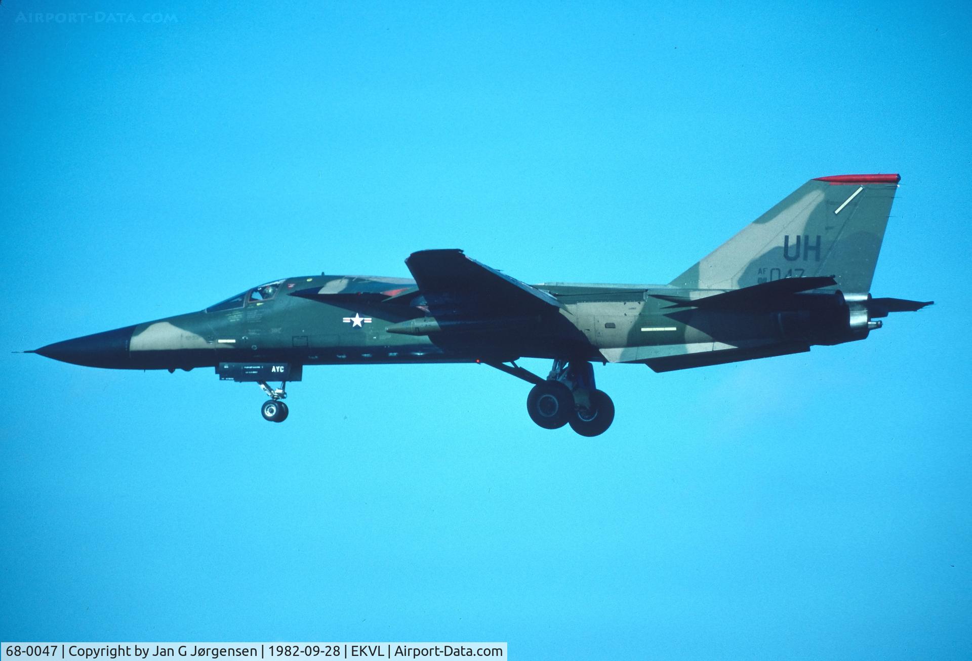 68-0047, 1968 General Dynamics F-111E Aardvark C/N A-216, Værløse Air Base 28.9.1982