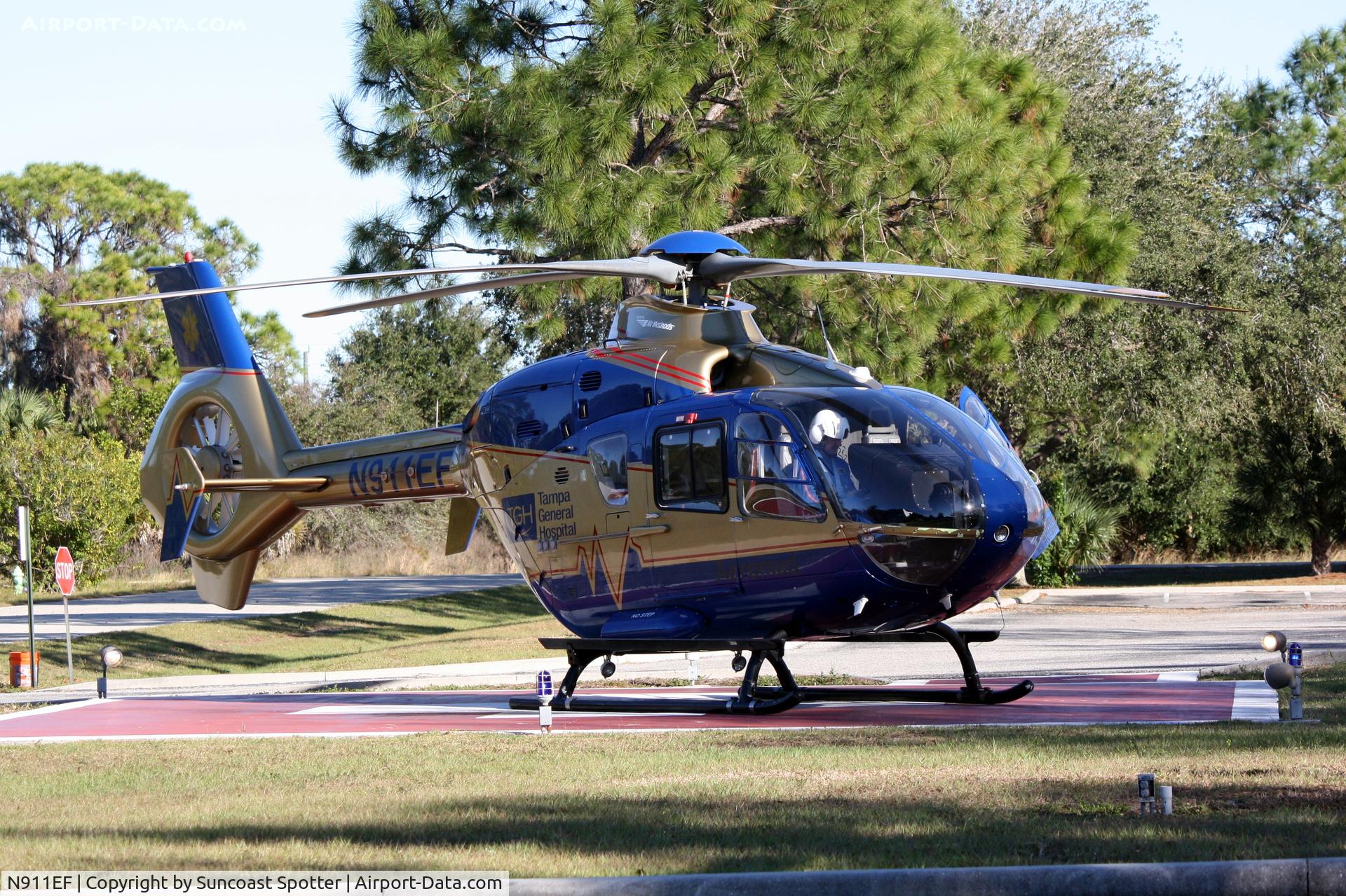N911EF, 2005 Eurocopter EC-135T-2 C/N 0382, Aeromed lands at Englewood Community Hospital