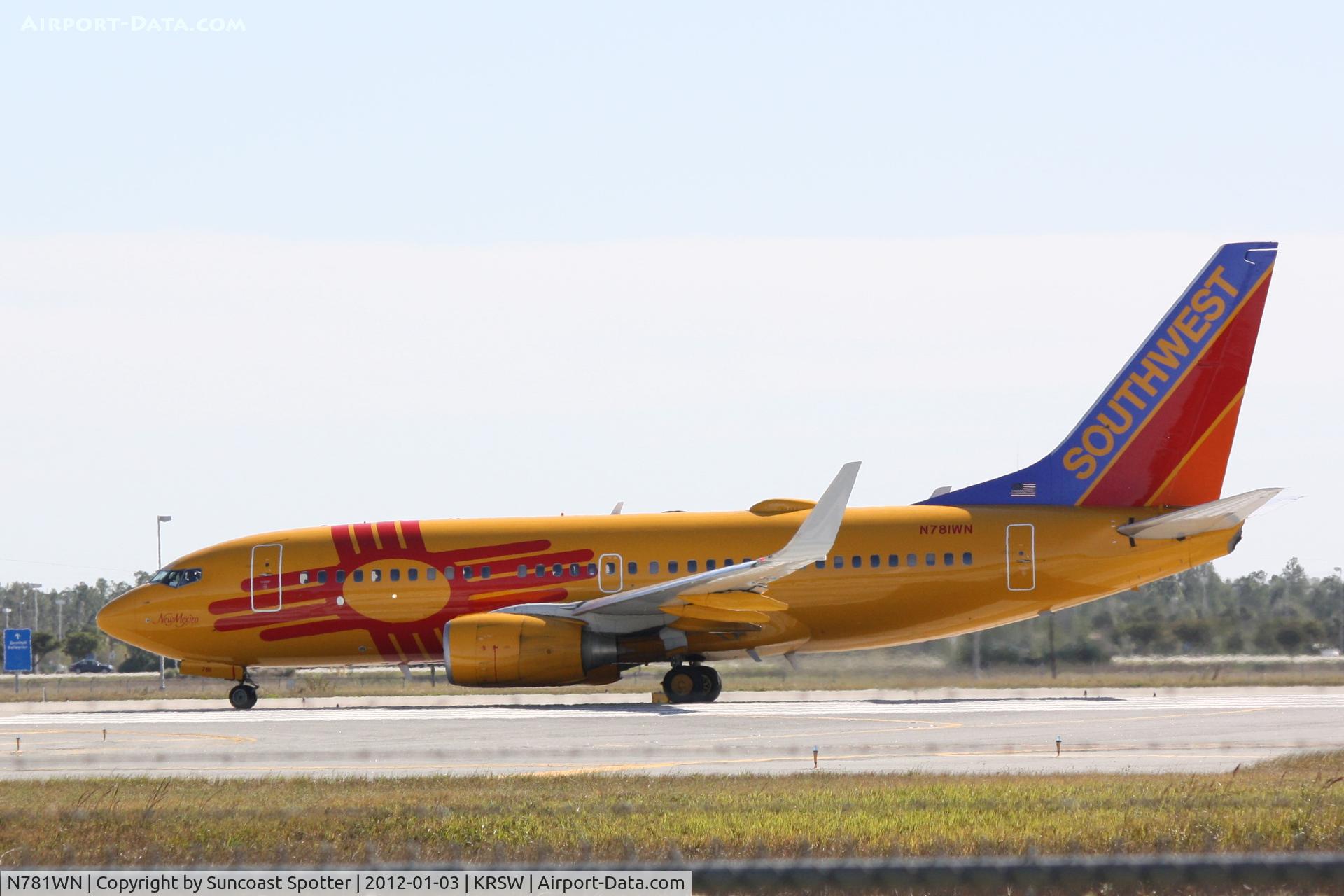 N781WN, 2000 Boeing 737-7H4 C/N 30601, Southwest Airlines Flight 151 departs on Runway 6 at Southwest Florida International Airport enroute to Baltimore-Washington International Airport