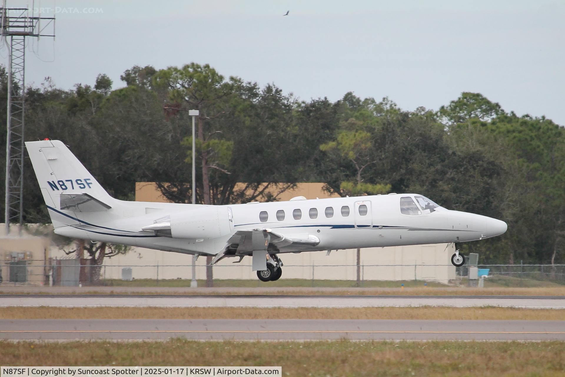 N87SF, 2002 Cessna 560 C/N 560-0616, Citation 87SF arrives on Runway 6 at Southwest Florida International Airport following flight from Charlotte-Douglas International Airport