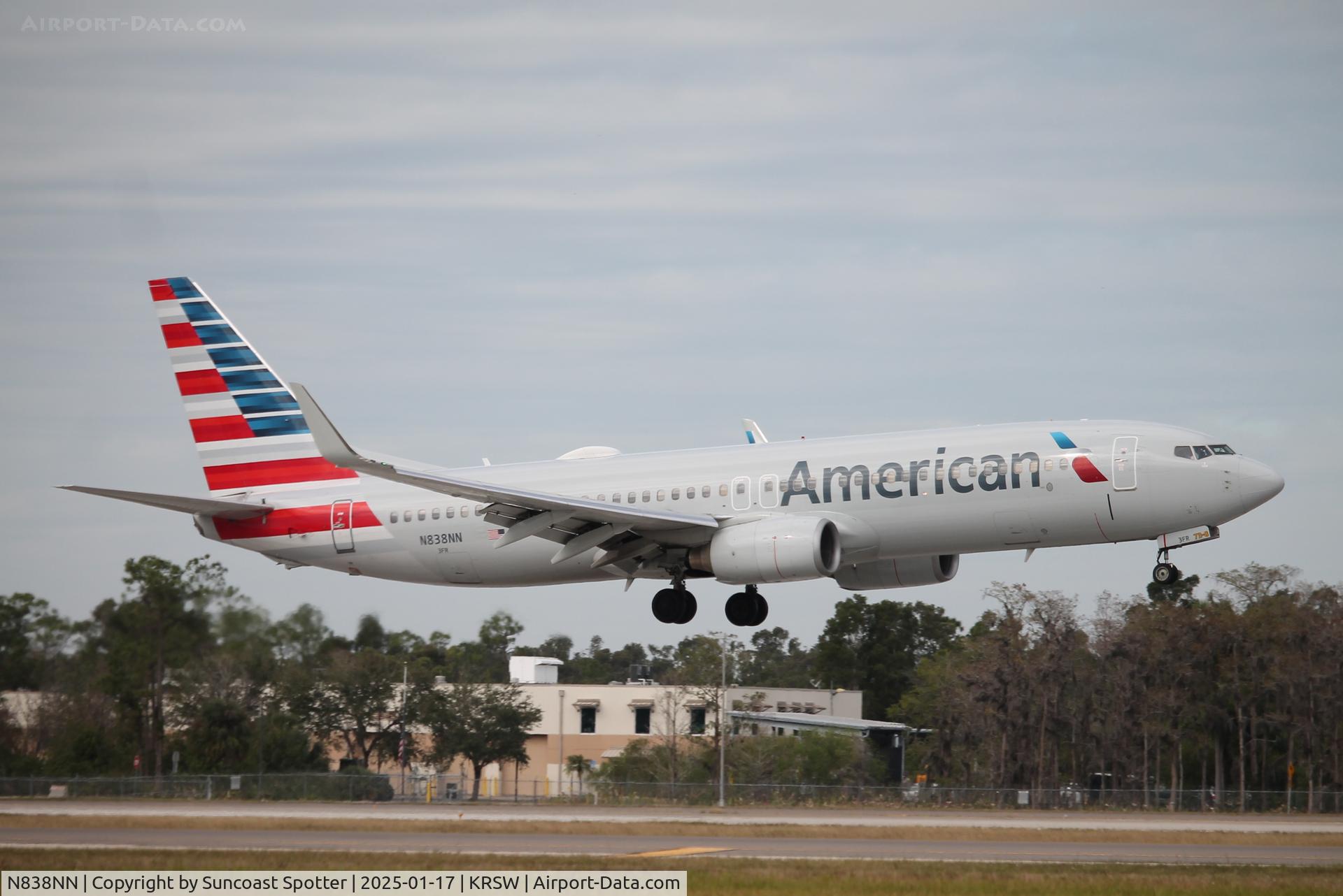 N838NN, 2010 Boeing 737-823 C/N 31097, American Flight 1656 arrives on Runway 6 at Southwest Florida International Airport following flight from Dallas/Fort Worth International Airport