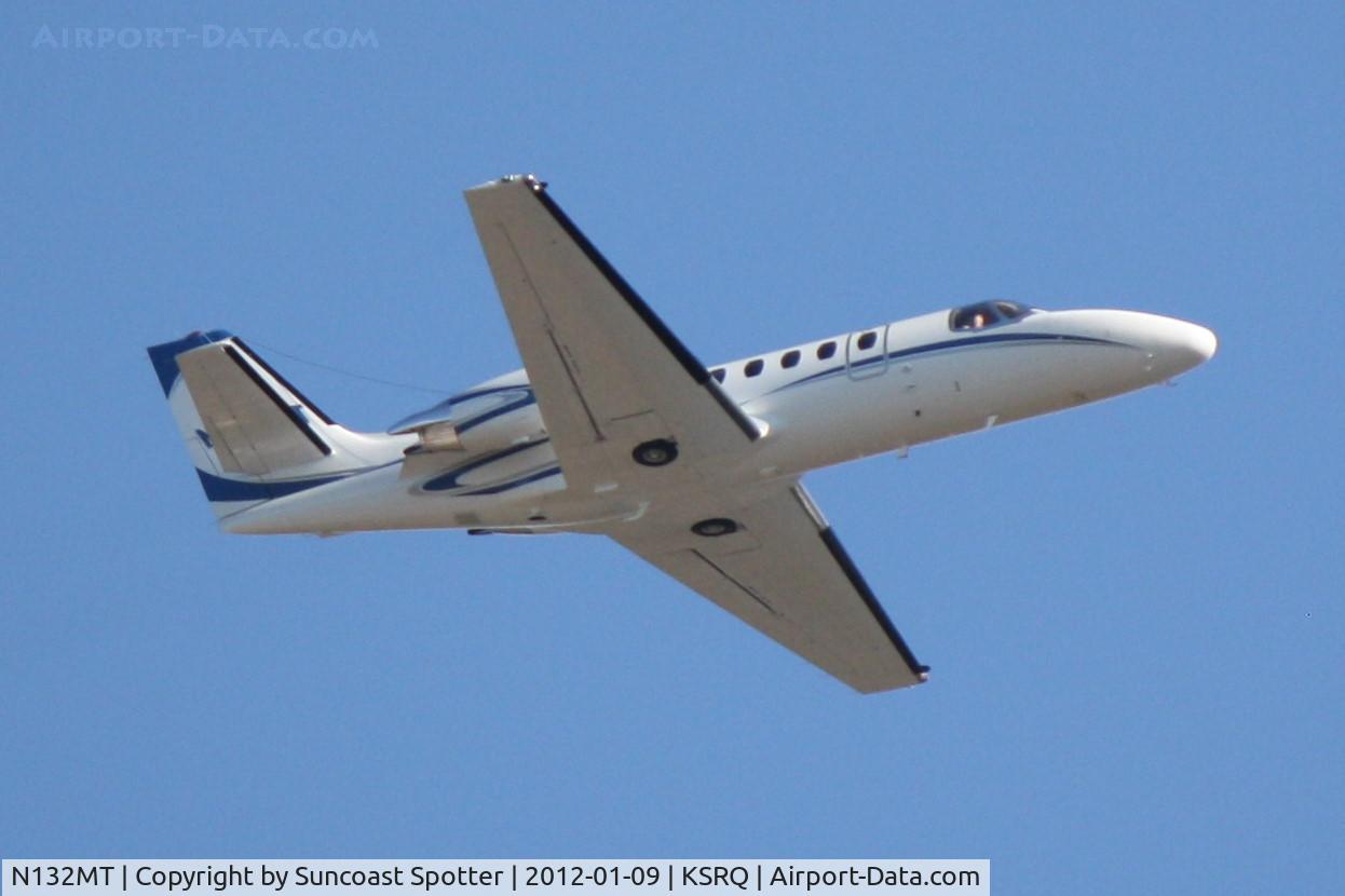 N132MT, 2004 Cessna 550 Citation Bravo C/N 550-1080, N132MT departs Runway 14 at Sarasota-Bradenton International Airport enroute to De Kalb County Airport