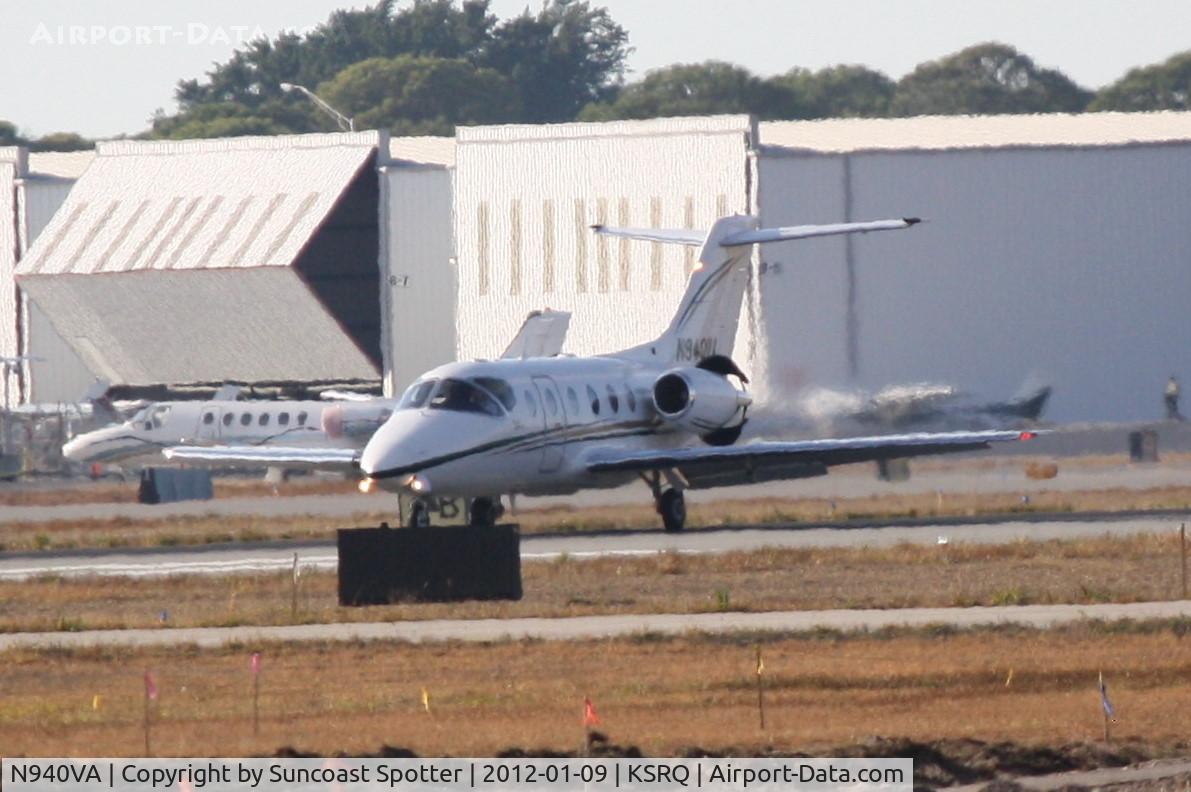 N940VA, 1998 Raytheon Beechjet 400A C/N RK-197, N940VA arrives on Runway 14 at Sarasota-Bradenton International Airport following a flight from Williamsburg International Airport