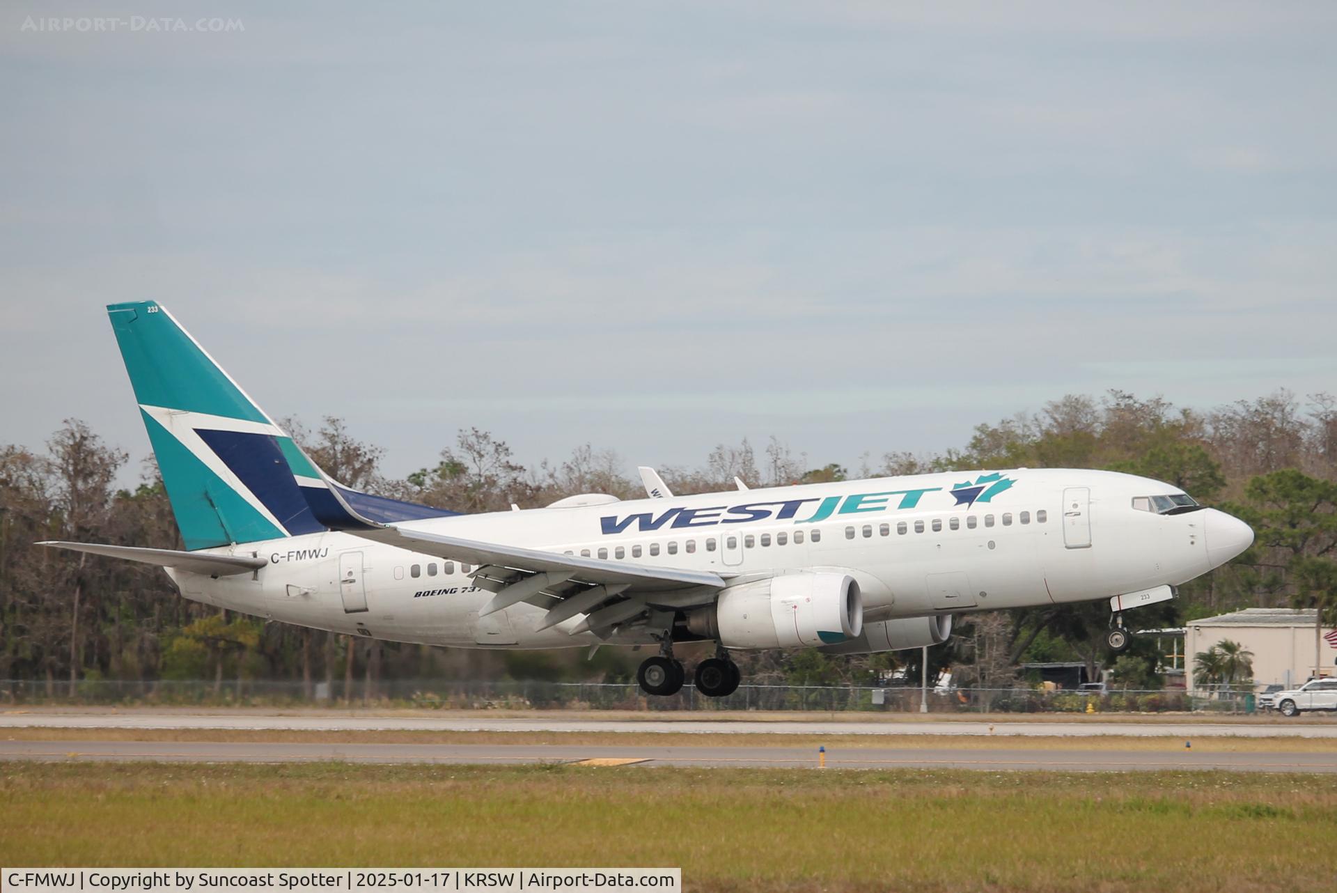 C-FMWJ, 2005 Boeing 737-7CT C/N 32771, WestJet Flight 1236 arrives on Runway 6 at Southwest Florida International Airport following flight from Toronto-Pearson International Airport