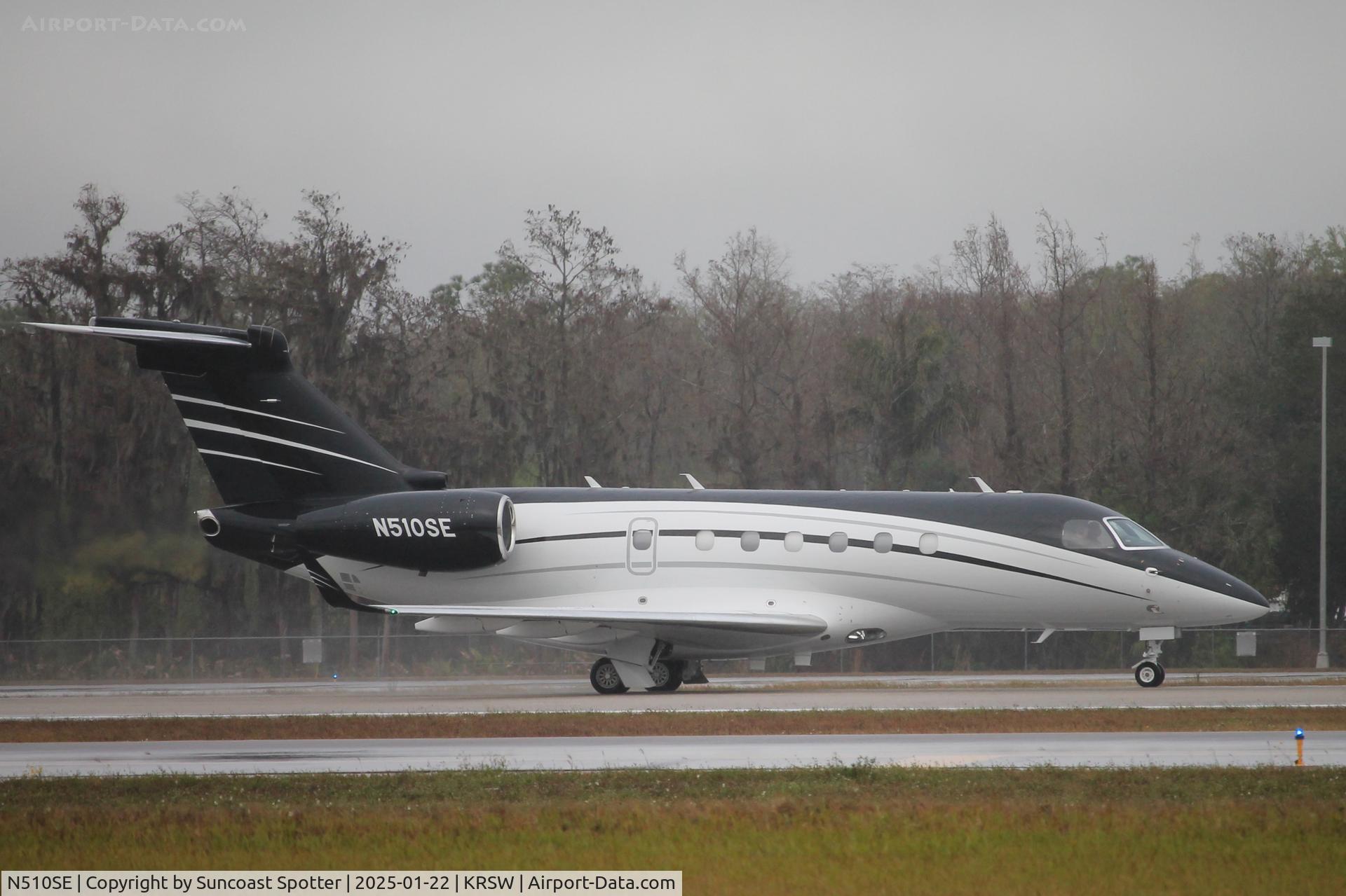 N510SE, 2016 Embraer SA EMB-550 Legacy 500 C/N 55000040, Phenom 510SE departs Runway 6 at Southwest Florida International Airport enroute to Lexington Blue Grass Airport
