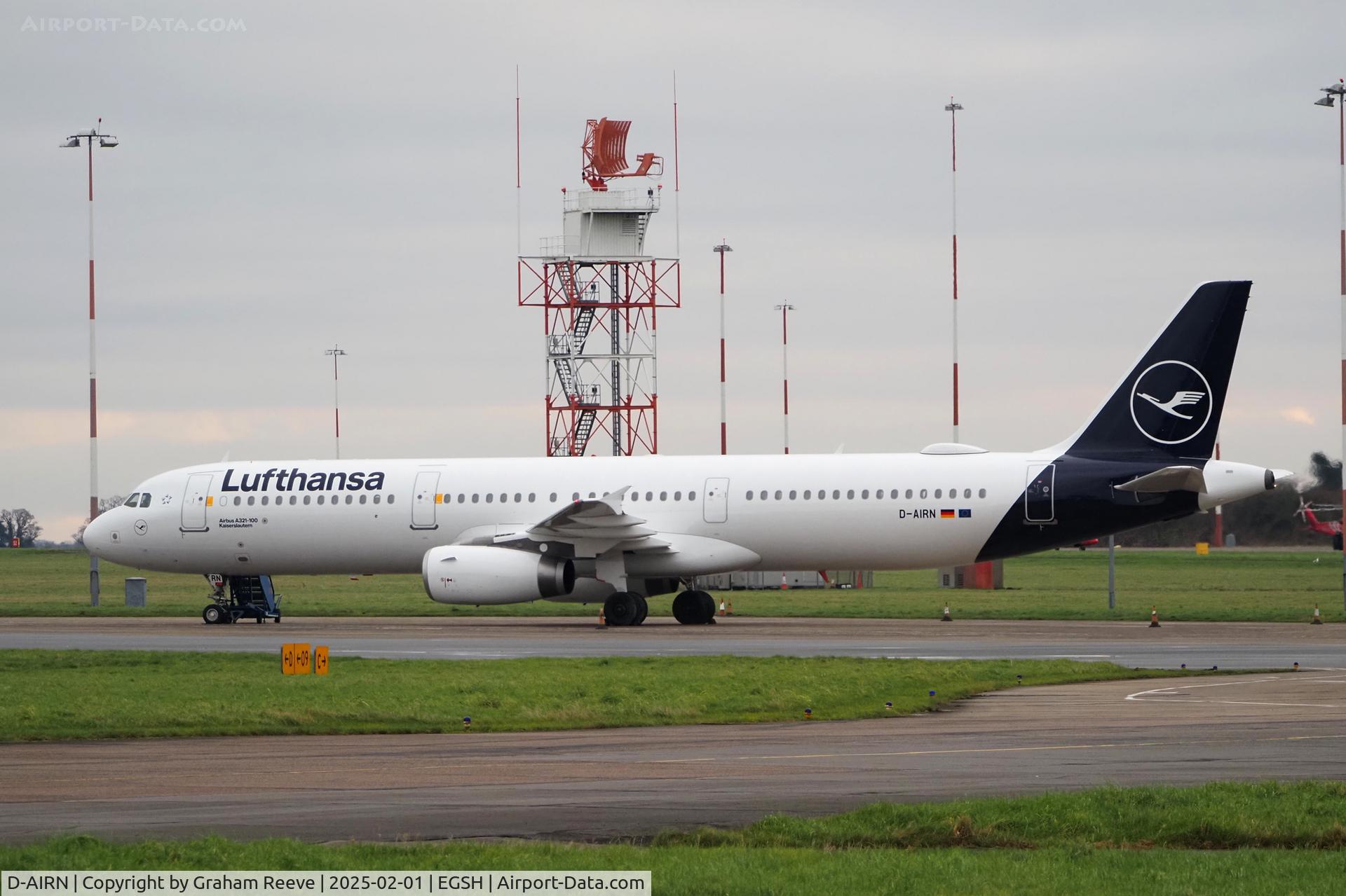 D-AIRN, 1995 Airbus A321-131 C/N 0560, Parked at Norwich.
