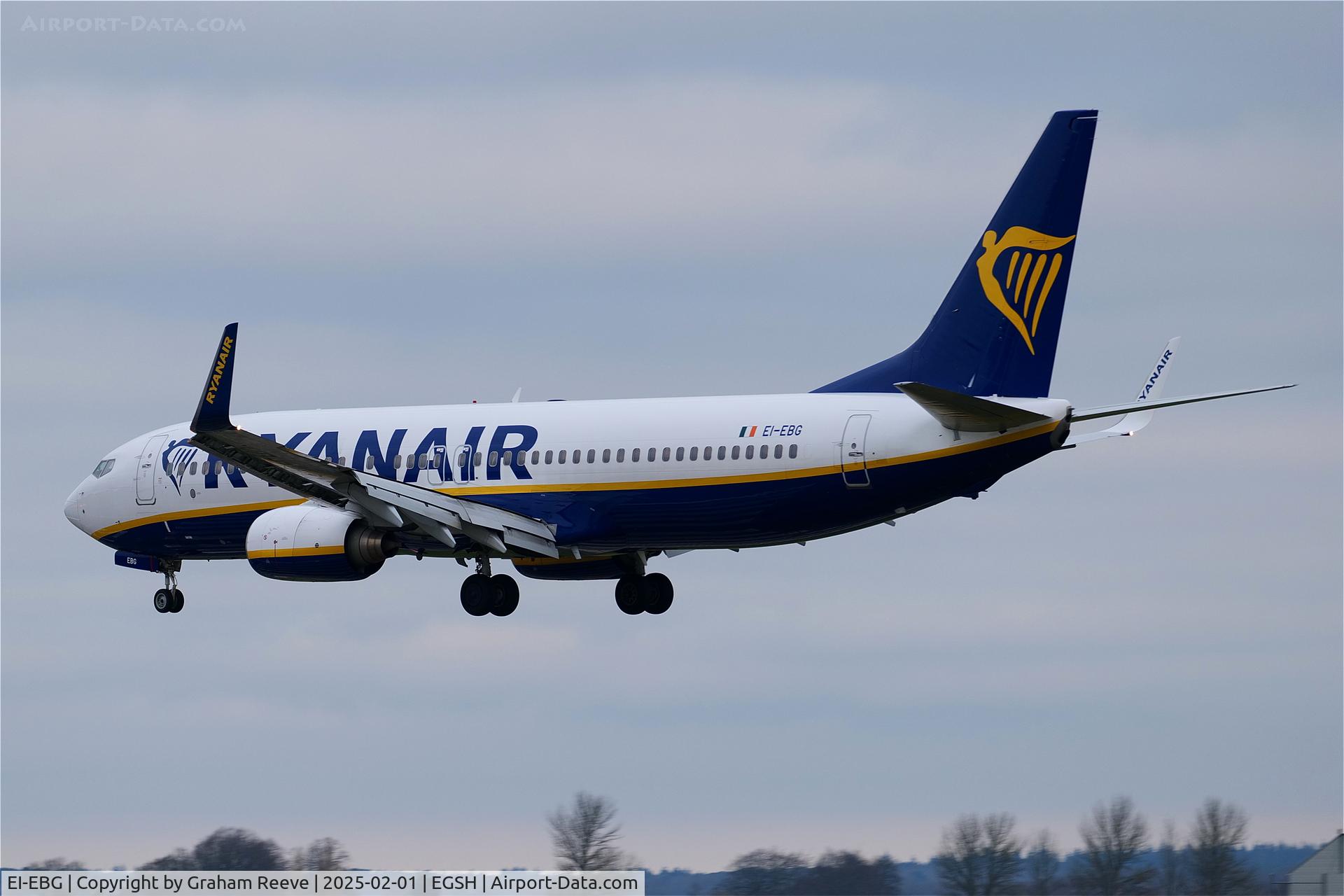 EI-EBG, 2009 Boeing 737-8AS C/N 37525, Landing at Norwich.
