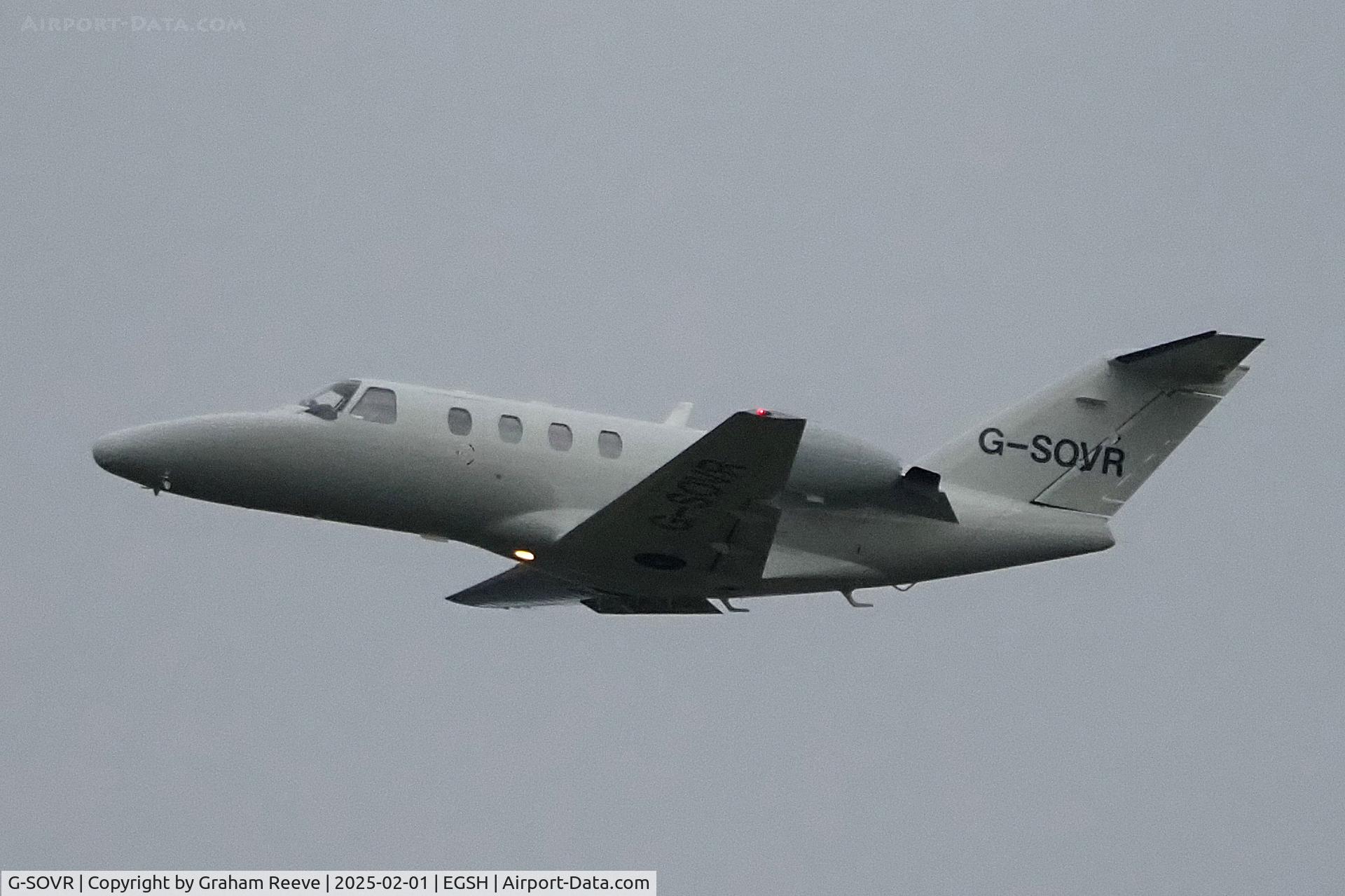 G-SOVR, 1996 Cessna Citation 525 C/N 525-0144, Departing from Norwich.