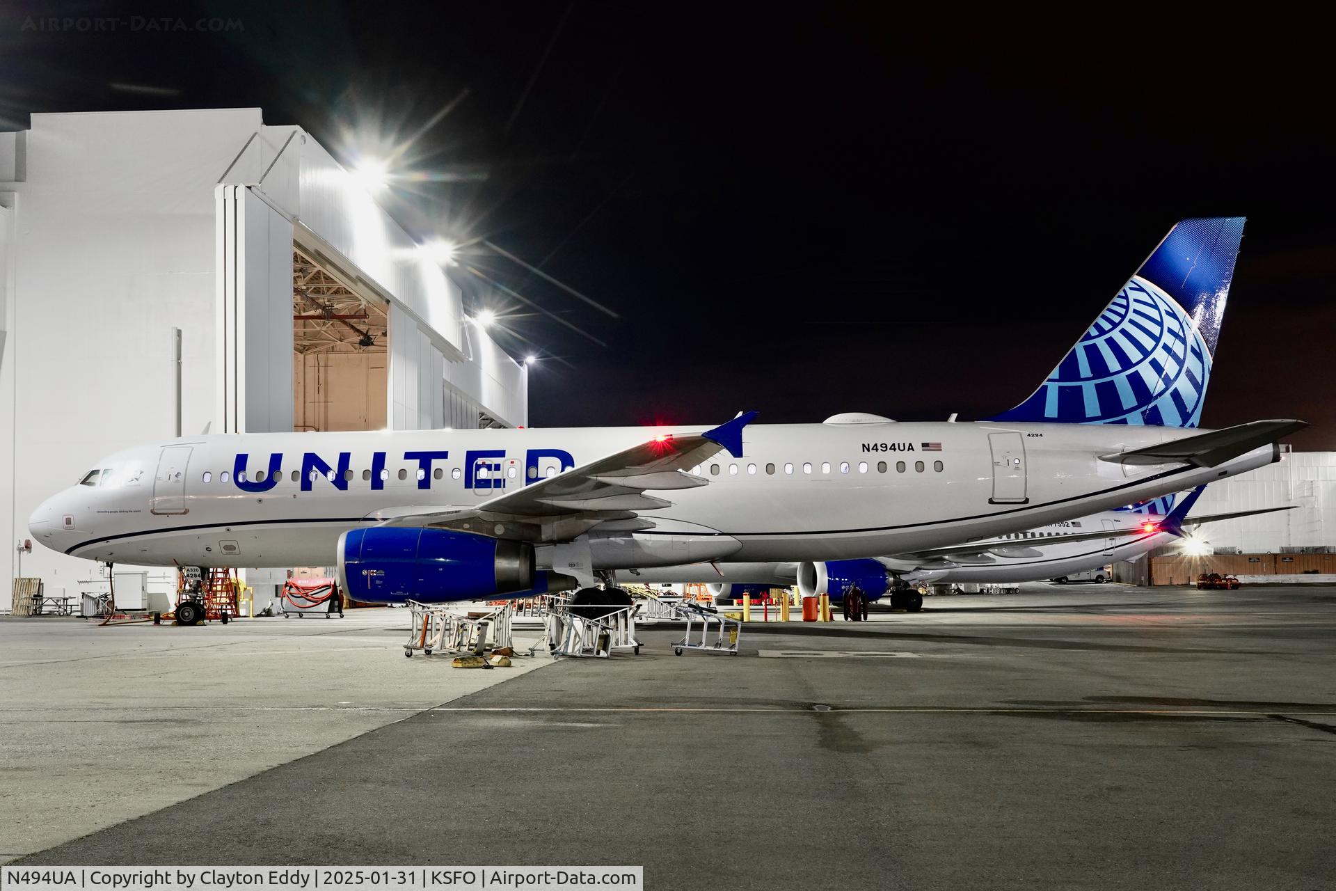 N494UA, 2002 Airbus A320-232 C/N 1840, SFO 2024