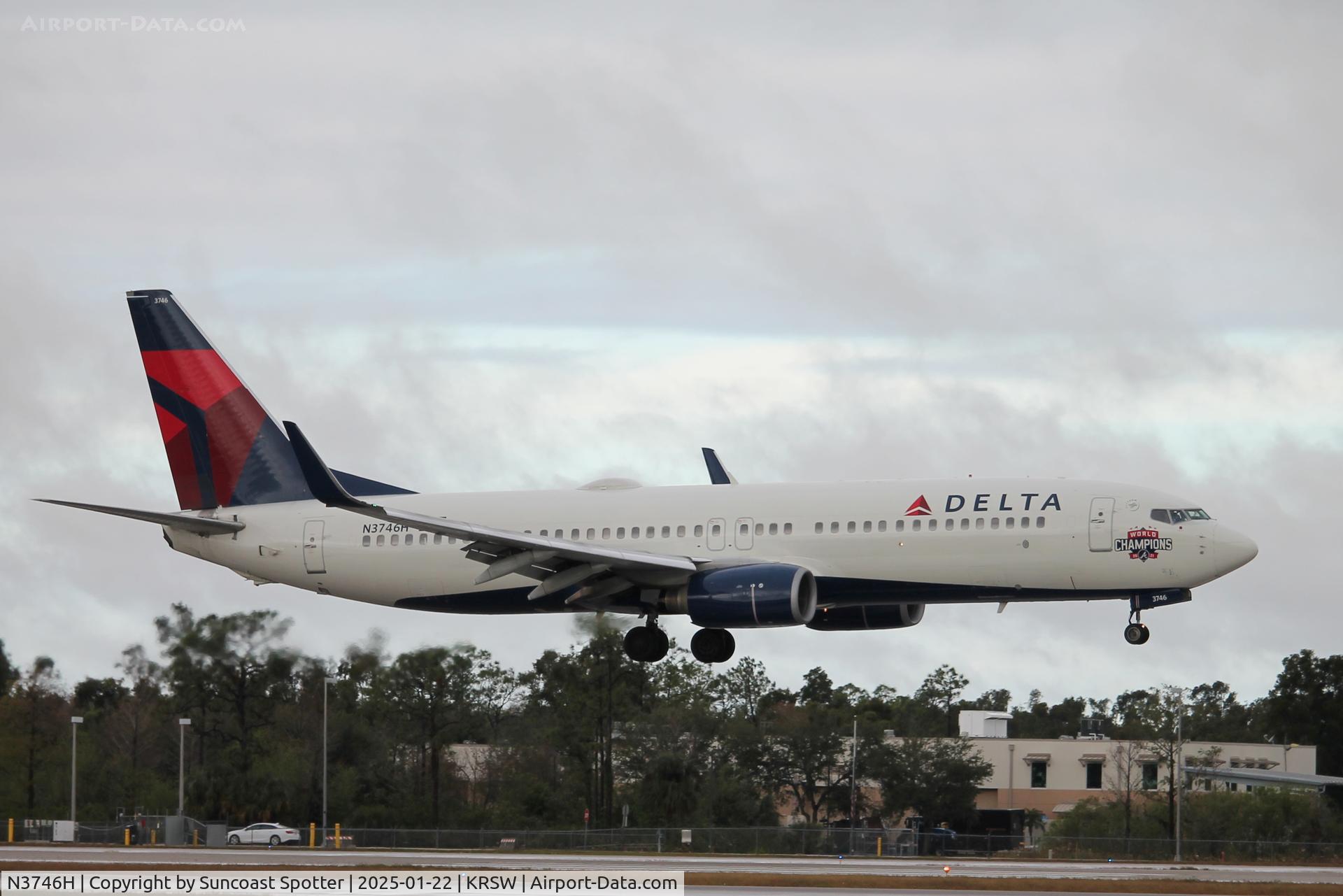 N3746H, 2001 Boeing 737-832 C/N 30488, Delta Flight 379 arrives on Runway 6 at Southwest Florida International Airport following flight from LaGuardia Airport