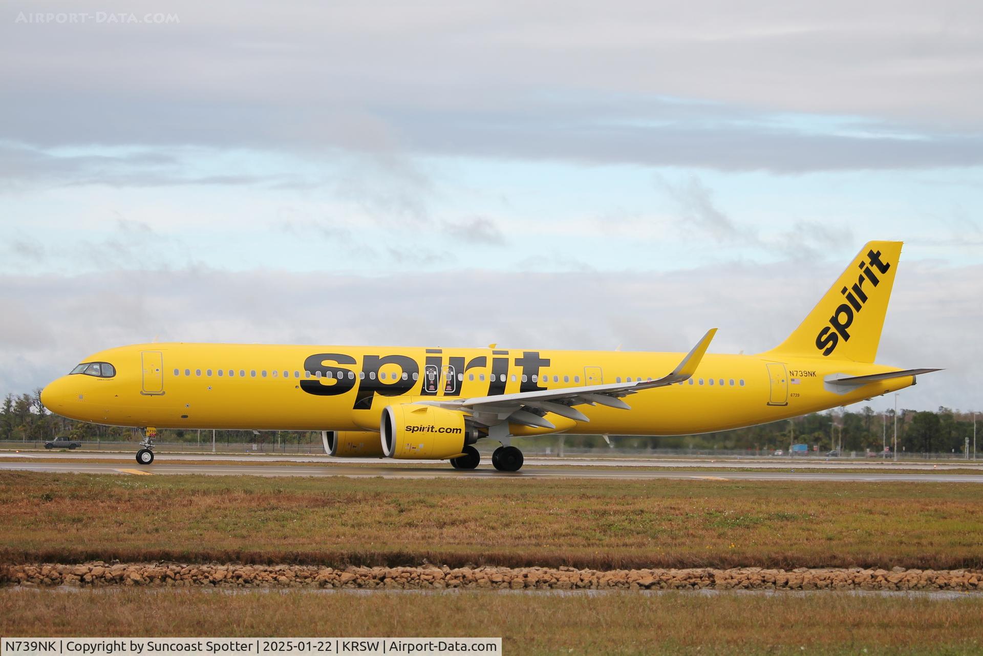 N739NK, 2024 Airbus A321-271NX C/N 12324, Spirit Flight 712 taxis at Southwest Florida International Airport prior to flight to Chicago-O’Hare International Airport