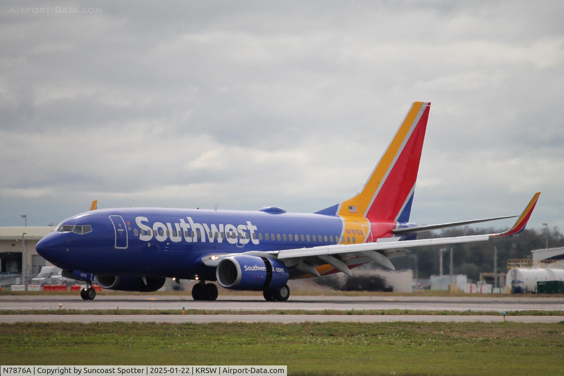 N7876A, 2004 Boeing 737-7Q8 C/N 29355, Southwest Flight 1351 arrives on Runway 6 at Southwest Florida International Airport following flight from Chicago-Midway International Airport