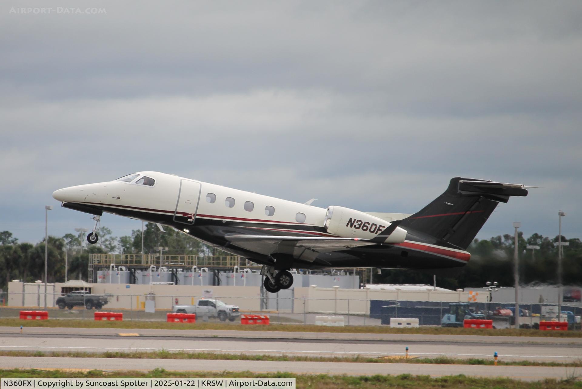N360FX, 2014 Embraer EMB-505 Phenom 300 C/N 50500233, Flexjet Flight 360 departs Runway 6 at Southwest Florida International Airport enroute to Cuyahoga County Airport