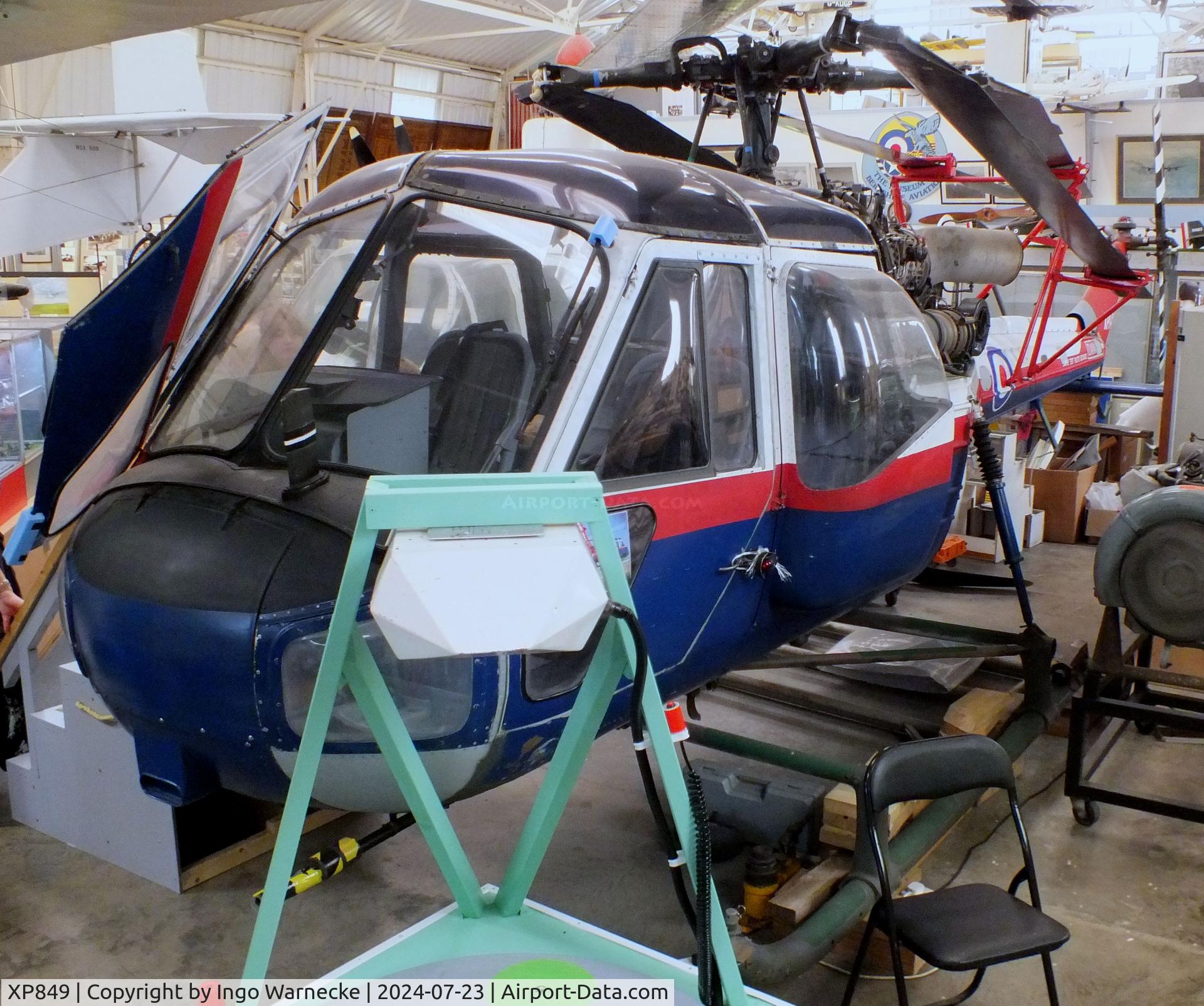 XP849, 1961 Westland Scout AH.1 C/N F9475, Westland Scout AH1 at the Museum of Berkshire Aviation, Woodley