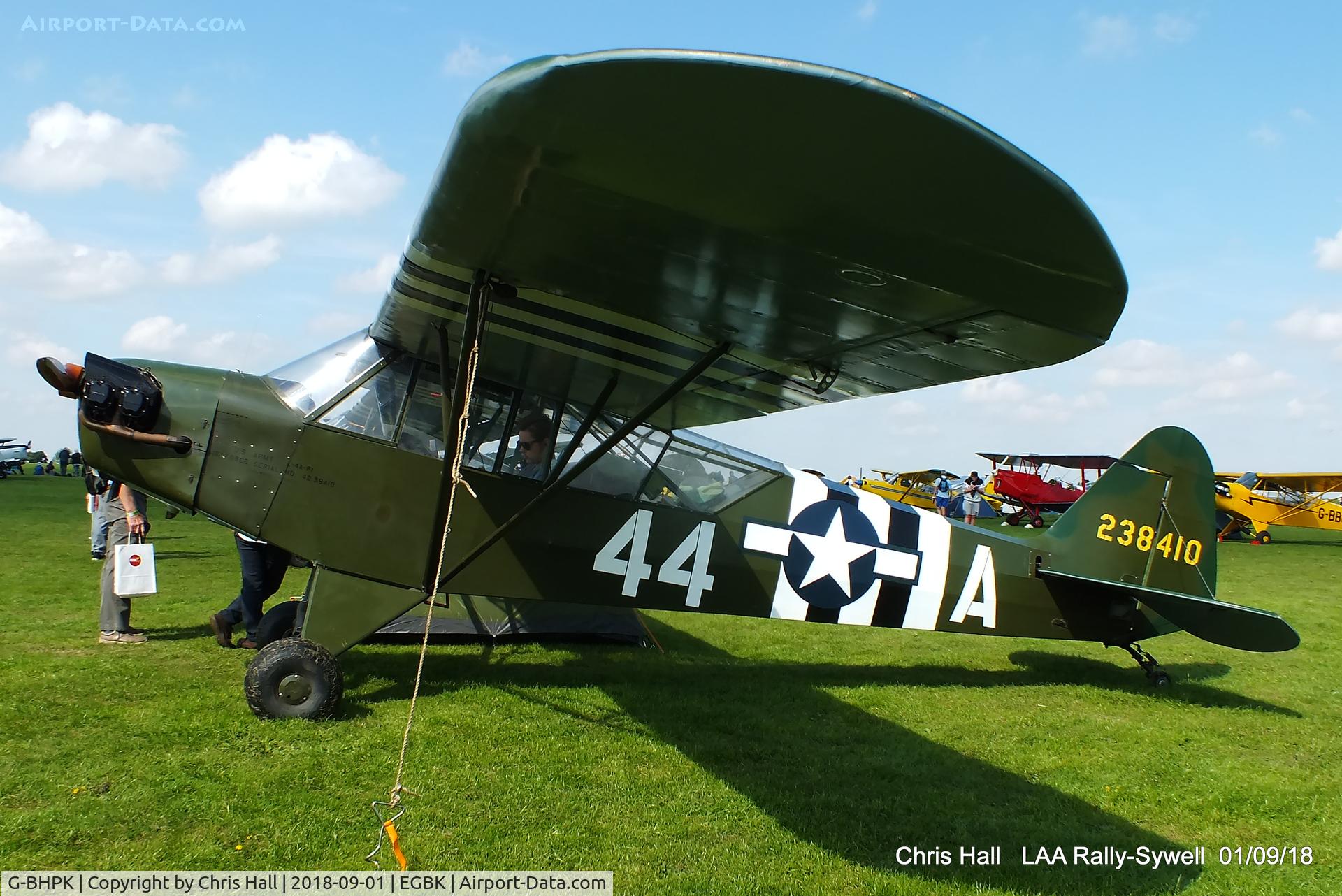G-BHPK, 1943 Piper L-4H Grasshopper (J3C-65D) C/N 12161, 2018 LAA Rally, Sywell