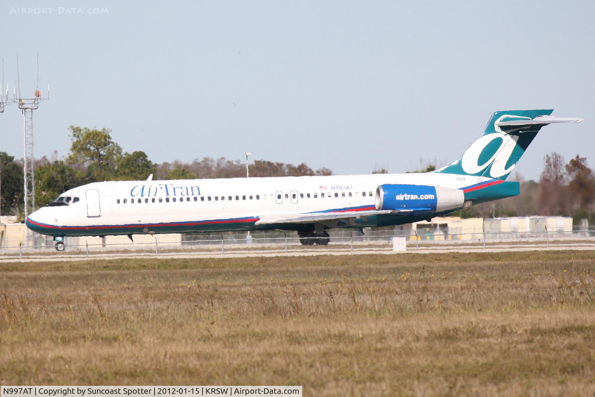 N997AT, 2002 Boeing 717-200 C/N 55141, AirTran Flight 1151 prepares for departure at Southwest Florida International Airport enroute to Indianapolis International Airport
