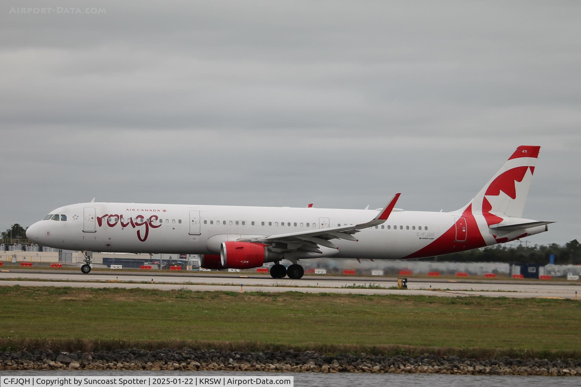 C-FJQH, 2015 Airbus A321-211 C/N 6905, Rouge Flight 1665 departs Runway 6 at Southwest Florida International Airport enroute to Toronto-Pearson International Airport