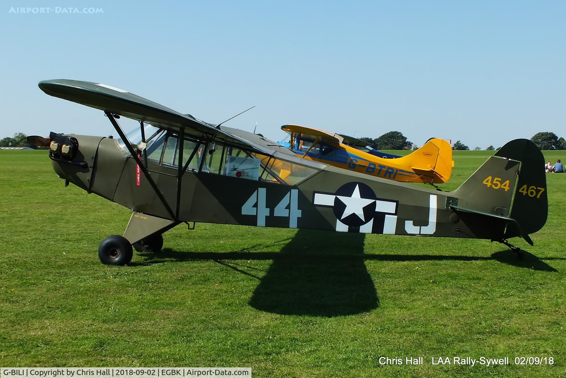 G-BILI, 1948 Piper L-4J Grasshopper (J3C-65D) C/N 13207, 2018 LAA Rally, Sywell