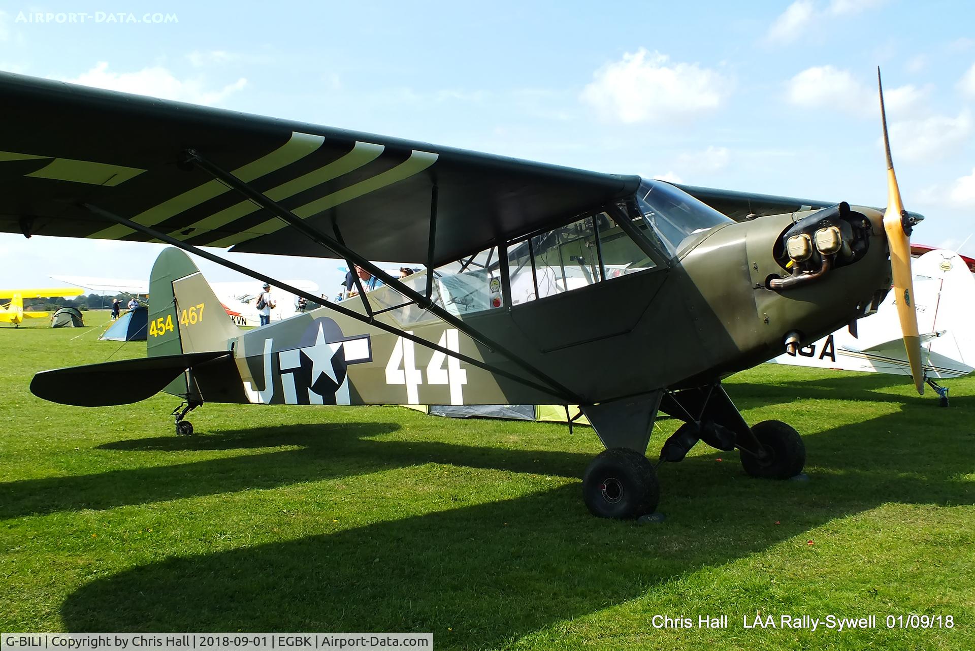 G-BILI, 1948 Piper L-4J Grasshopper (J3C-65D) C/N 13207, 2018 LAA Rally, Sywell