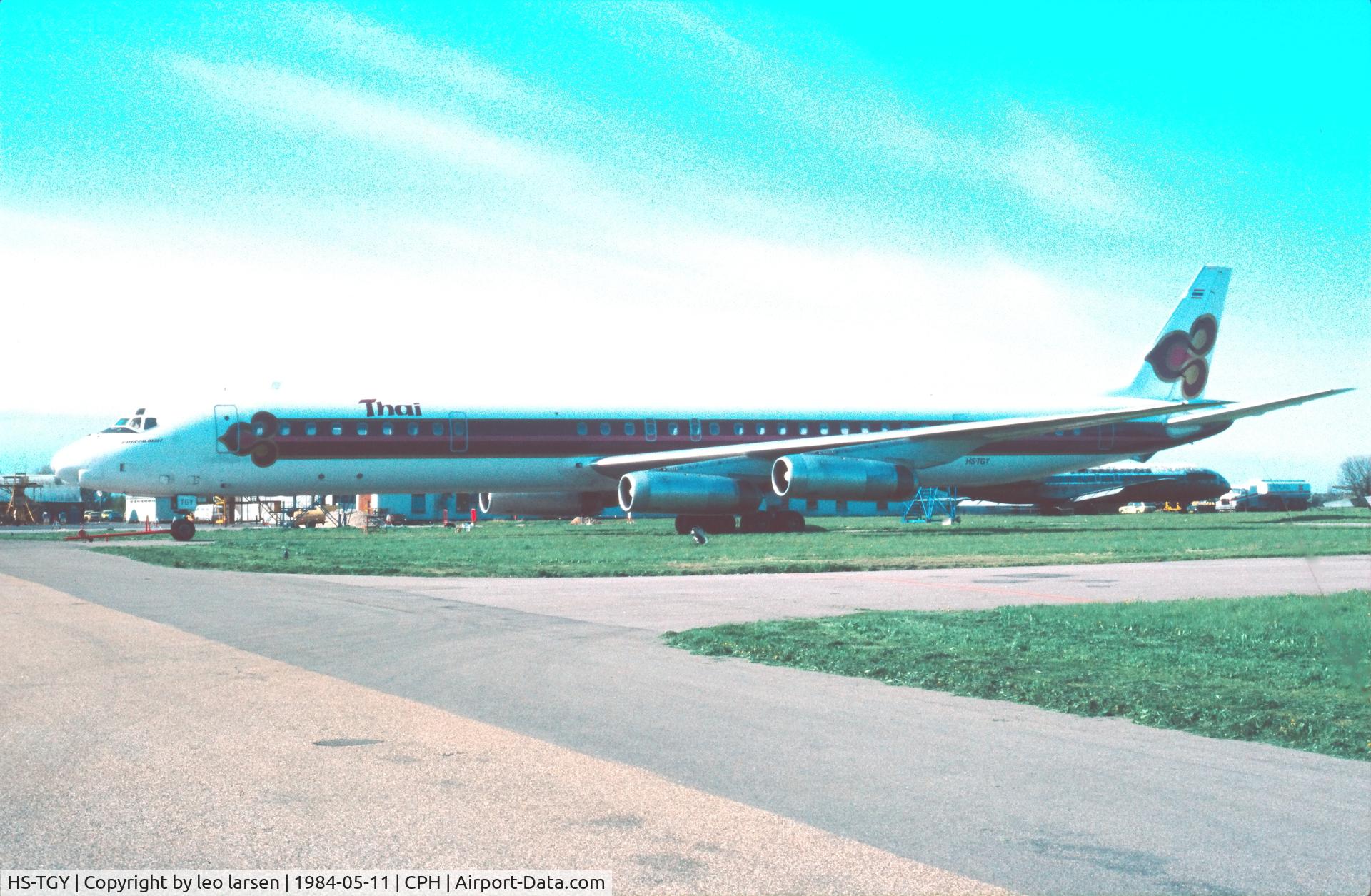 HS-TGY, 1969 Douglas DC-8-63 C/N 46054, Copenhagen 11.5.1984