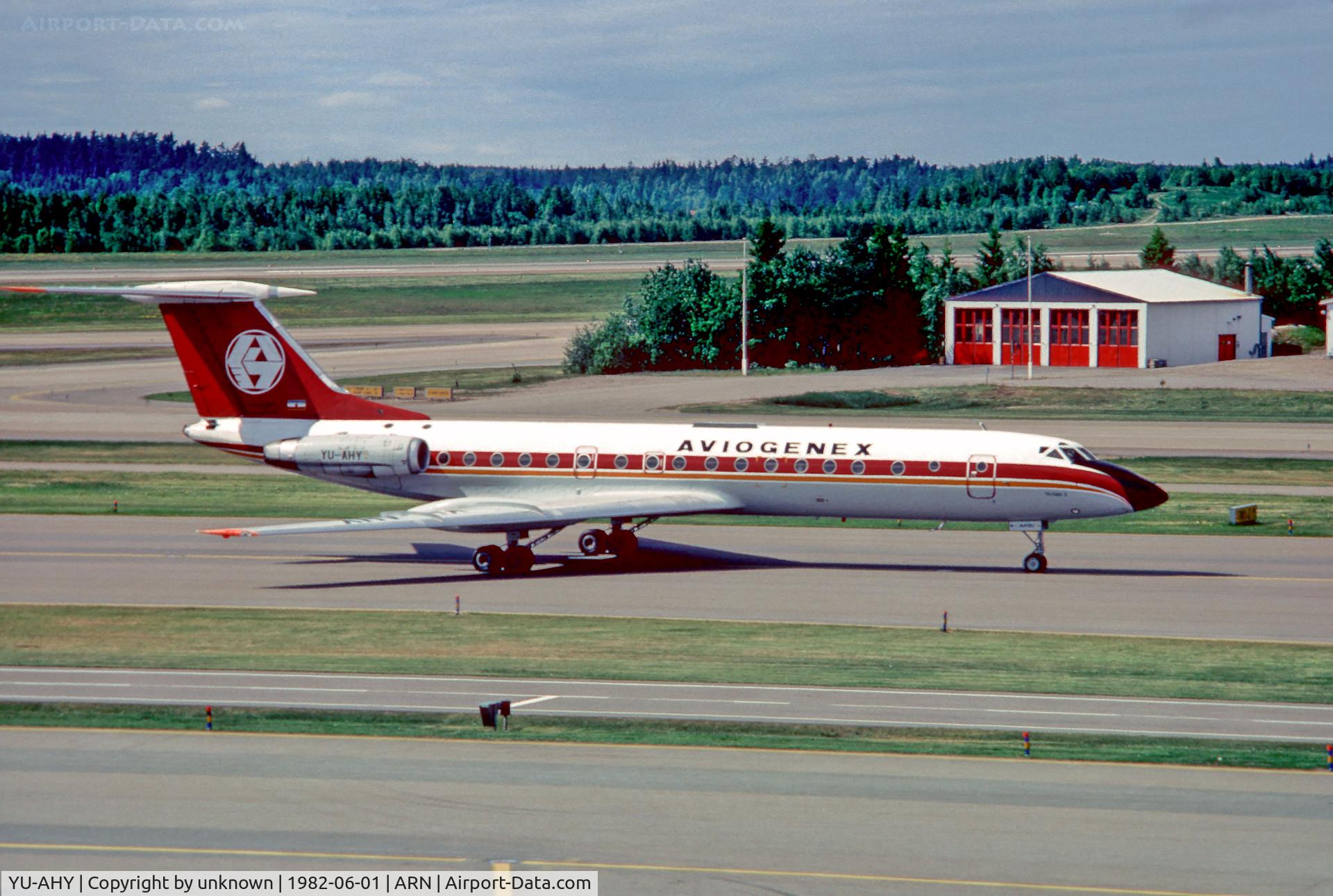 YU-AHY, 1971 Tupolev Tu-134A C/N 1351204, Arlanda Stockholm 1982-06