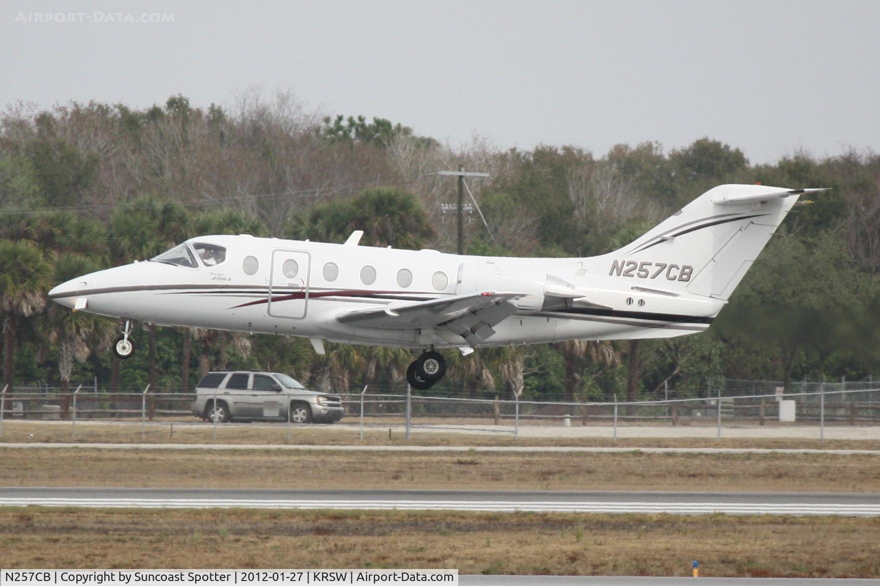 N257CB, Raytheon Aircraft Company 400A C/N RK-207, N257CB arrives on Runway 32 at Sarasota-Bradenton International Airport following a flight from Charlottesville-Albemarle Airport
