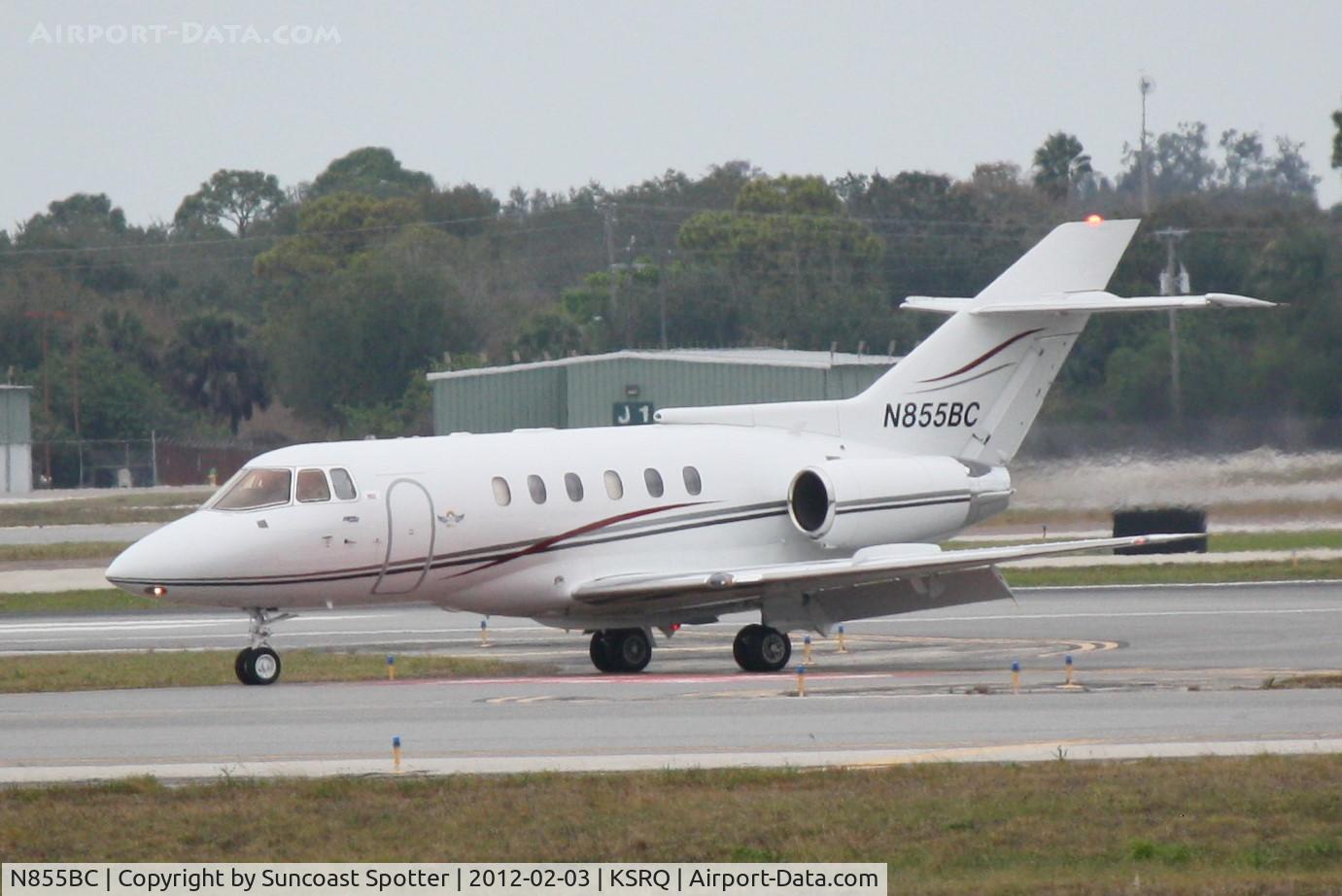 N855BC, 1986 British Aerospace BAe.125 Series 800A C/N 258055, N855BC arrives on Runway 14 at Sarasota-Bradenton International Airport following a flight from Whitham Field