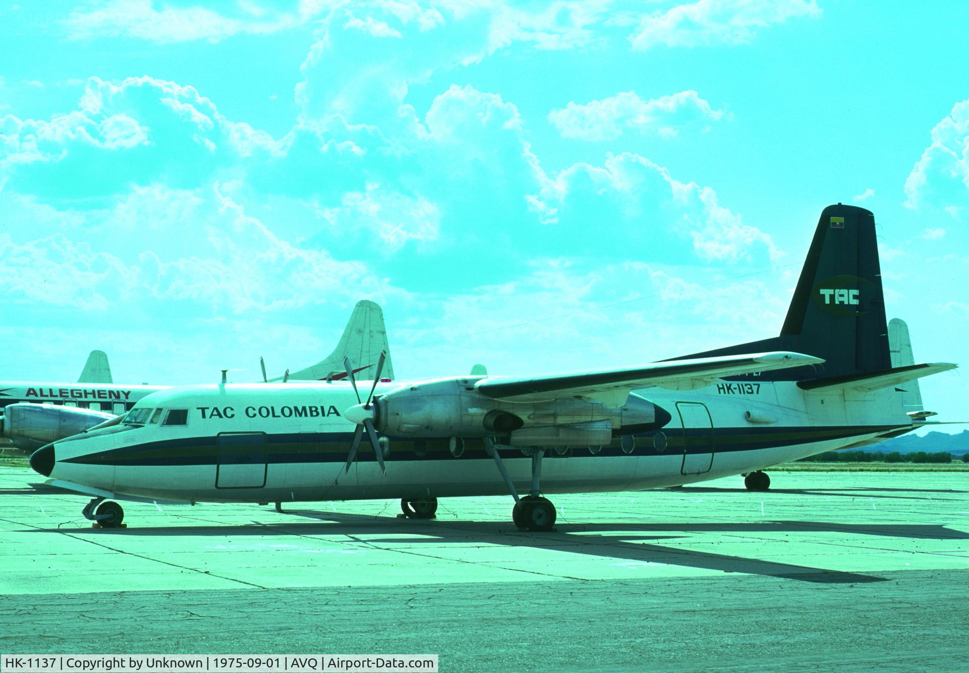 HK-1137, 1959 Fairchild F-27 C/N 40, Marana 9.1975