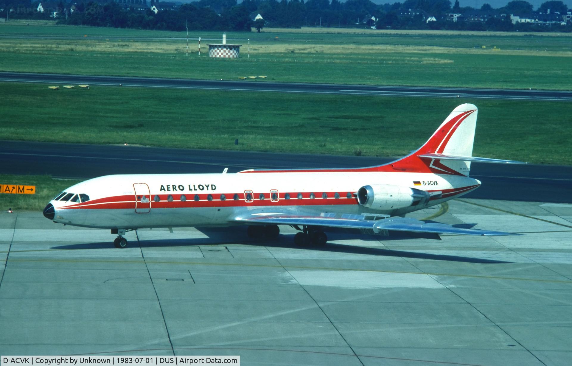 D-ACVK, 1965 Sud Aviation SE-210 Caravelle 10R C/N 176, Düsseldorf 7.1983