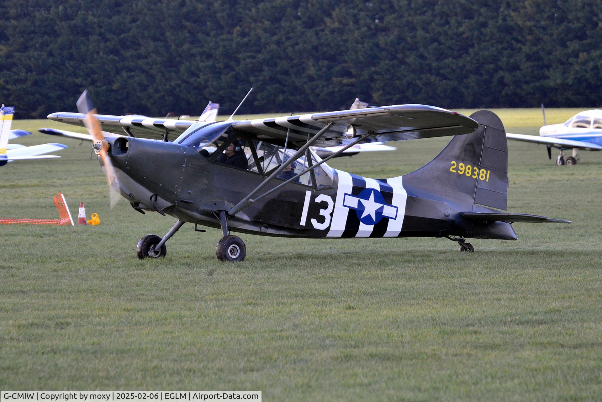 G-CMIW, 1943 Consolidated Vultee - Stinson L-5 Sentinel C/N 76-1931, Consolidated Vultee - Stinson L-5 Sentinel at White Waltham. Ex 42-98680 and C-FEEF