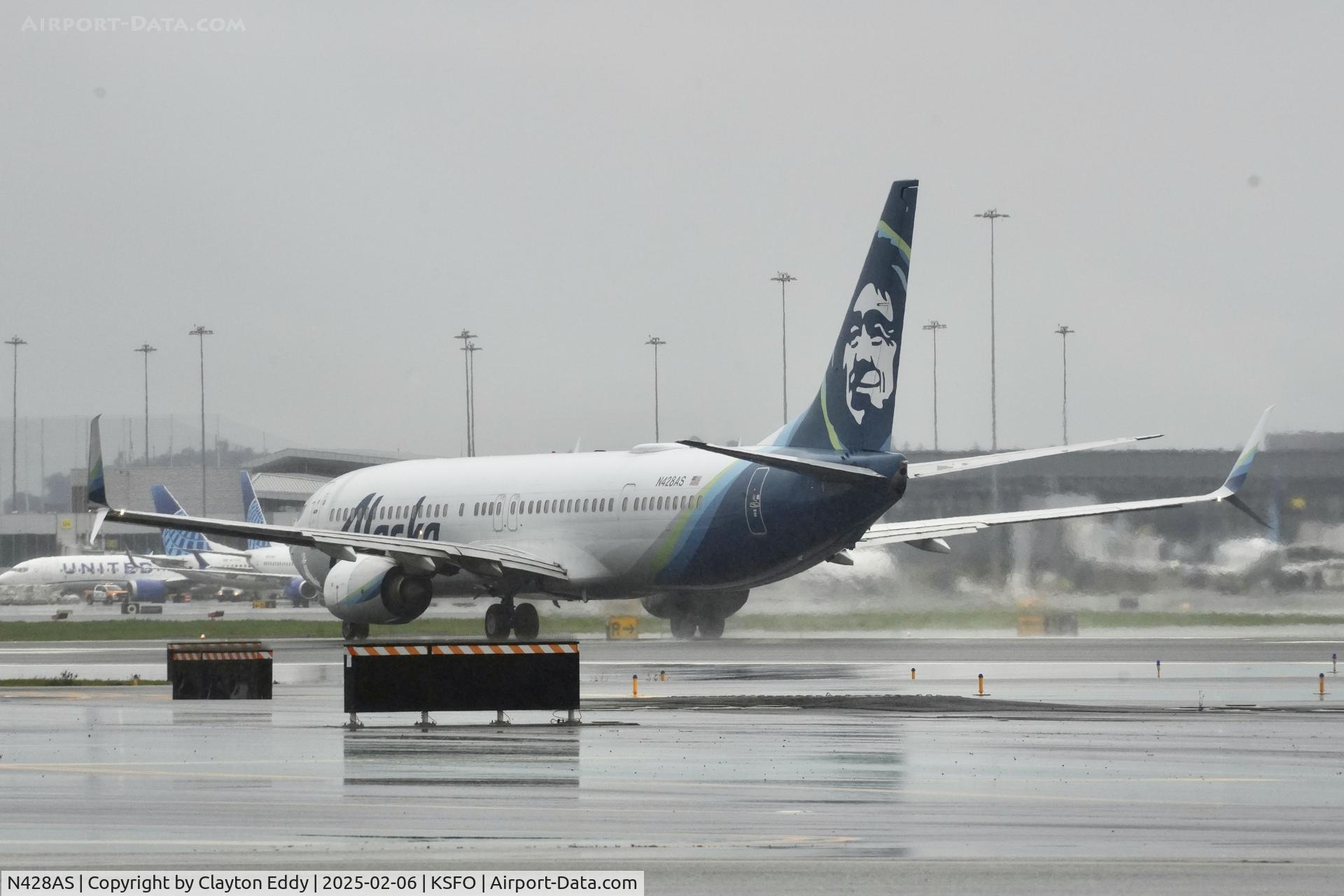 N428AS, 2016 Boeing 737-990/ER C/N 36353, Departing runway 10 SFO 2025