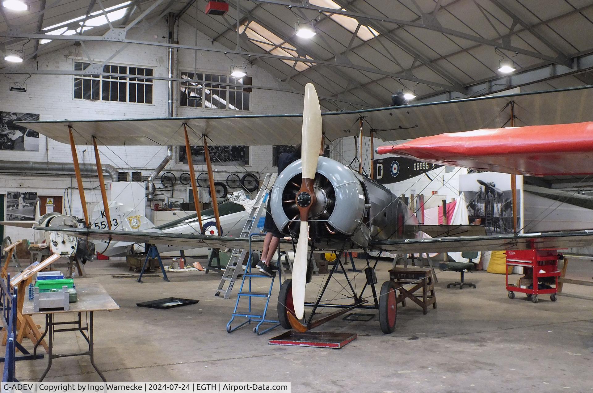 G-ADEV, 1918 Avro 504K C/N R3/LE/61400, Avro 504K undergoing maintenance at the Shuttleworth Collection, Biggleswade