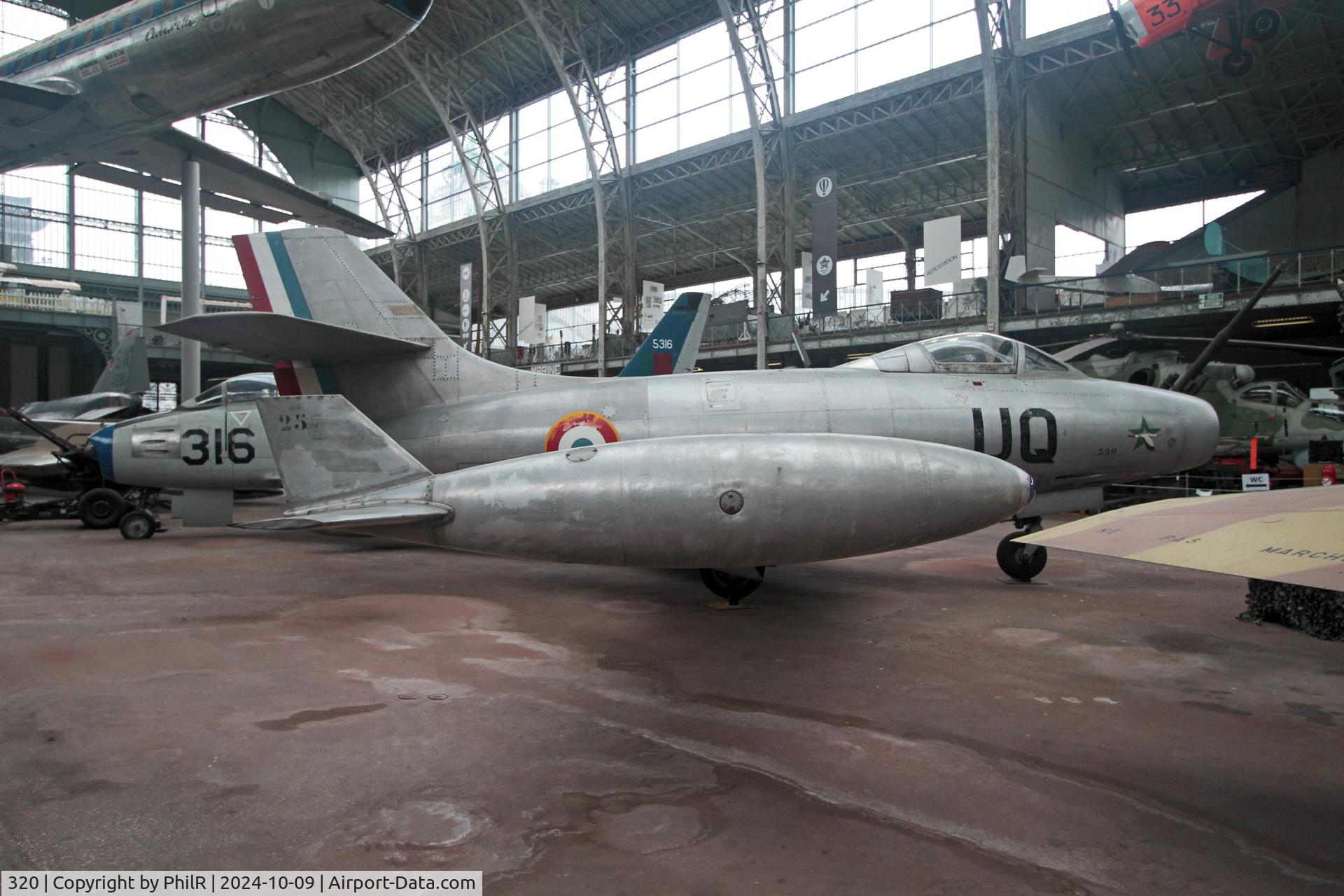 320, 2013 Eurofighter EF-2000 Typhoon T3 C/N CT010, 320 UQ c1954 Dassault MD-450 Ouragan Armee de L'Air Musée de l'Air de Bruxelles 
