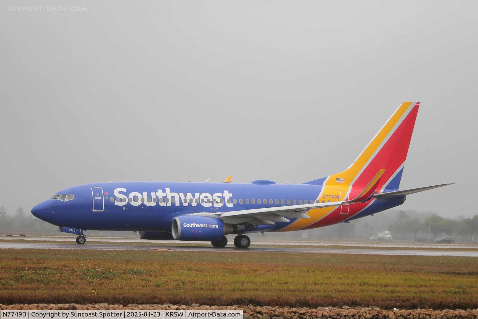 N7749B, Boeing 737-7BD C/N 36724, Southwest Flight 3212 taxis at Southwest Florida International Airport prior to flight to Chicago-Midway International Airport