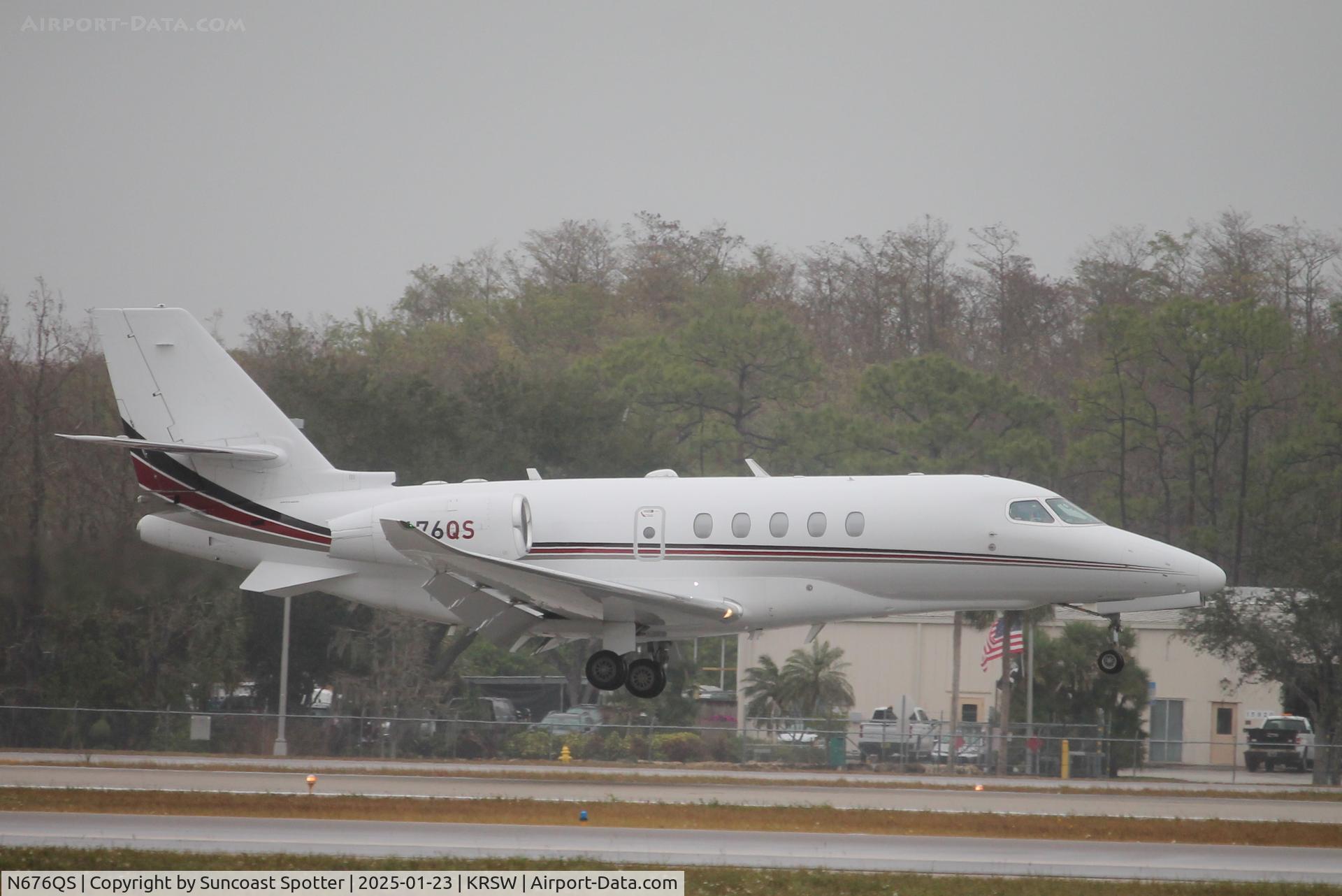 N676QS, 2019 Cessna 680A Citation Latitude C/N 680A0213, NetJets Flight 676 arrives on Runway 6 at Southwest Florida International Airport following flight from Indianapolis Regional Airport