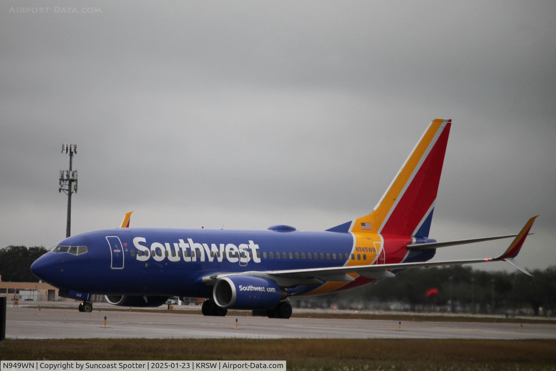 N949WN, 2010 Boeing 737-7H4 C/N 36663, Southwest Flight 2233 taxis to the gate at Southwest Florida International Airport following flight from Kansas City International Airport