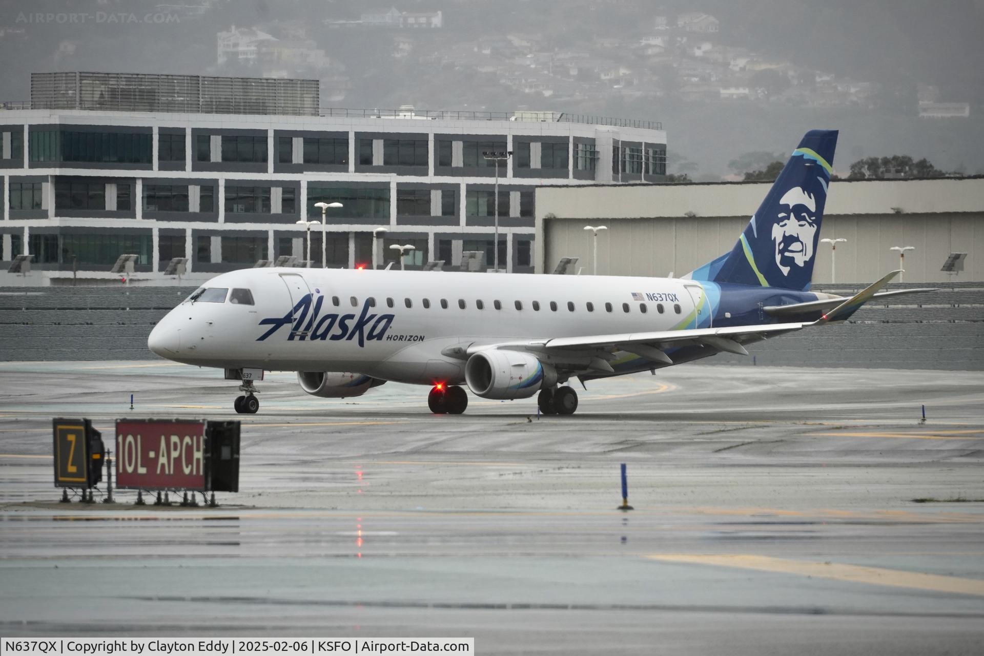 N637QX, 2018 Embraer 175LR (ERJ-170-200LR) C/N 17000755, Departing runway 10 SFO 2025