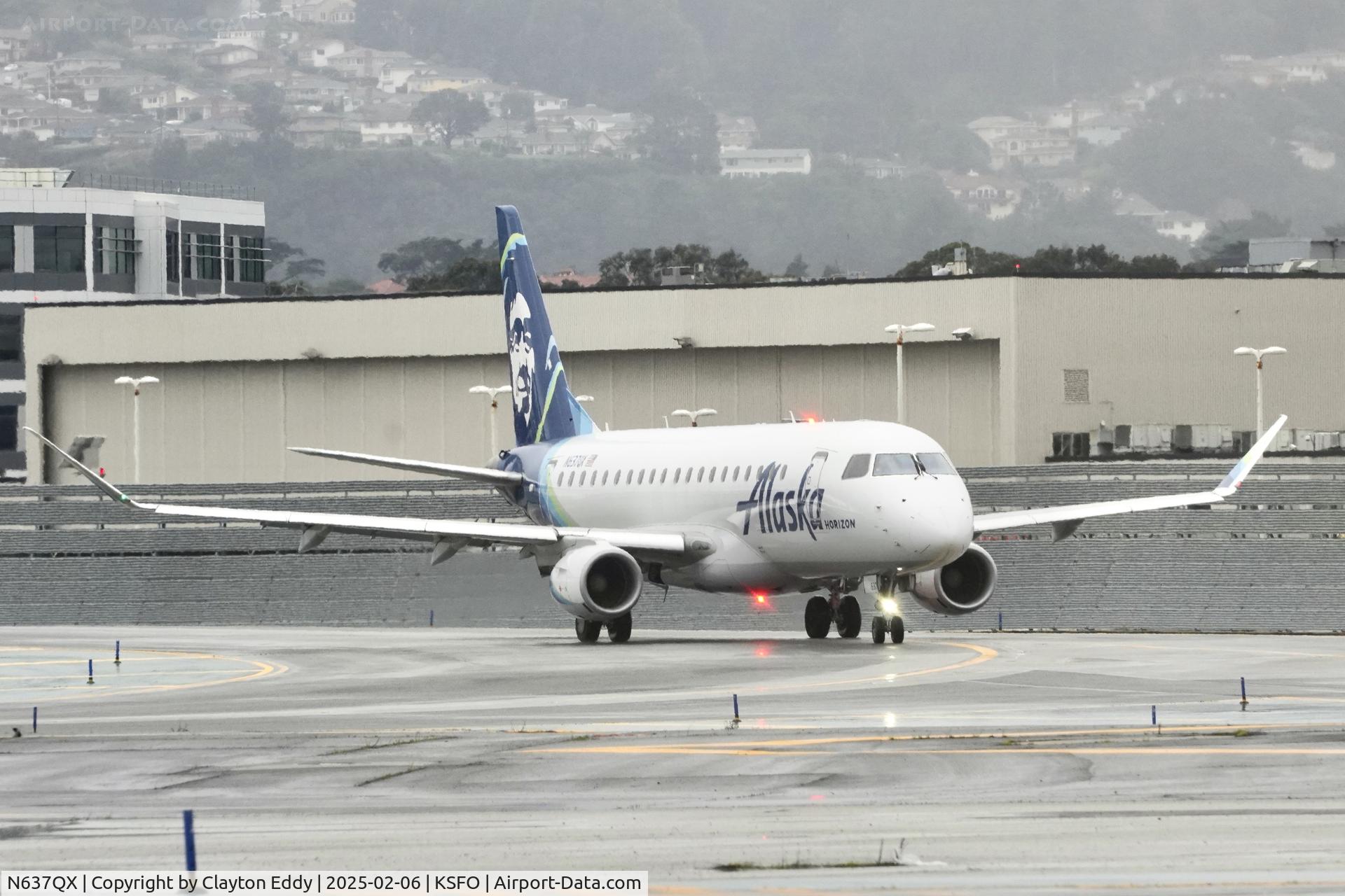 N637QX, 2018 Embraer 175LR (ERJ-170-200LR) C/N 17000755, Departing runway 10 SFO 2025