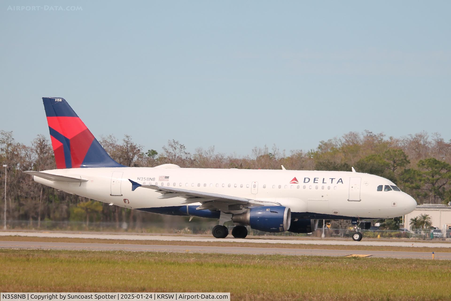 N358NB, 2003 Airbus A319-114 C/N 1897, Delta Flight 2320 departs Runway 6 at Southwest Florida International Airport enroute to John F Kennedy International Airport
