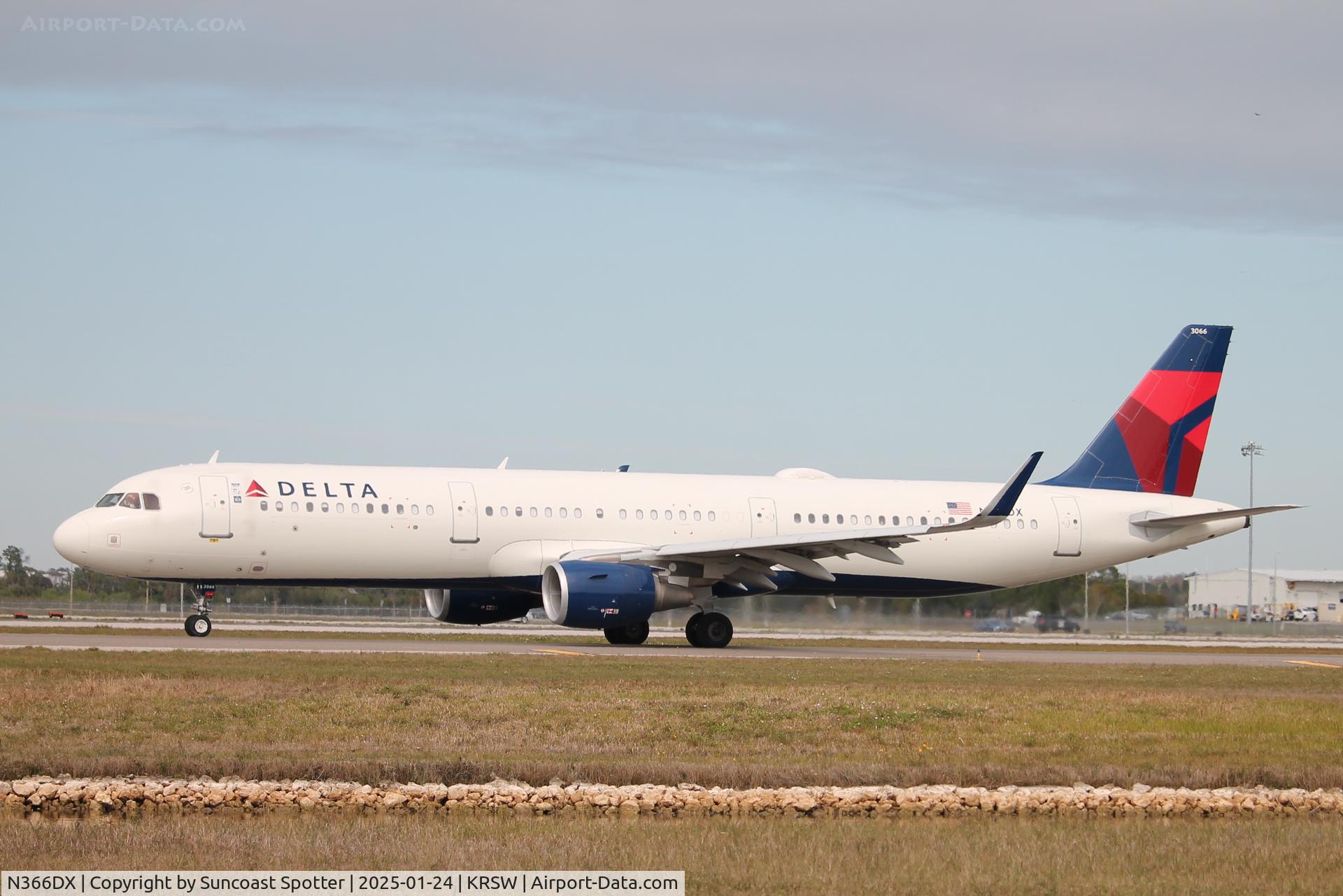 N366DX, 2019 Airbus A321-211 C/N 8694, Delta Flight 412 taxis at Southwest Florida International Airport prior to flight to Detroit Metro Airport