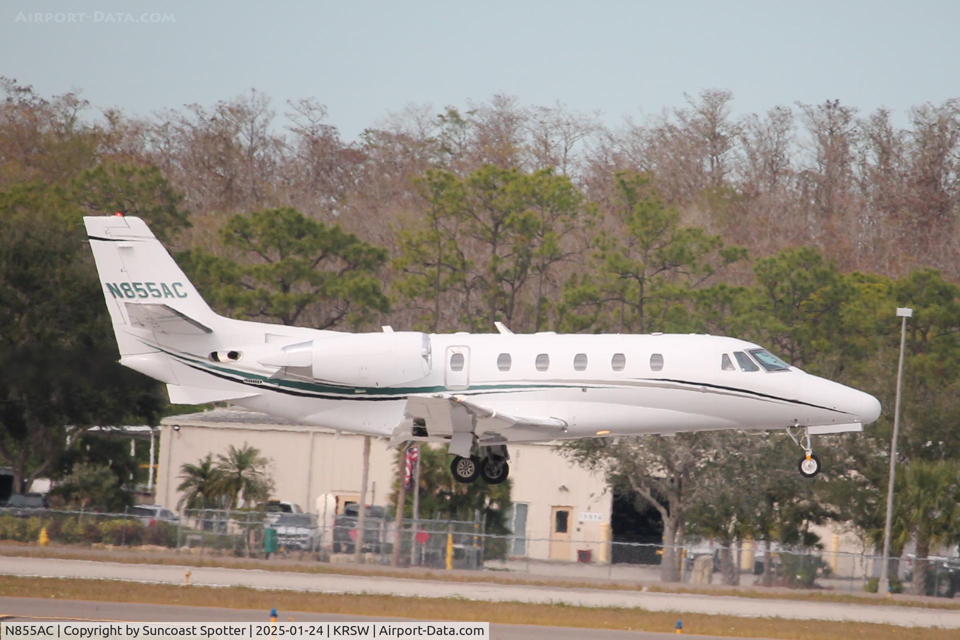 N855AC, 2007 Cessna 560XL C/N 560-5720, Citation 855AC arrives on Runway 6 at Southwest Florida International Airport following flight from Tulsa International Airport