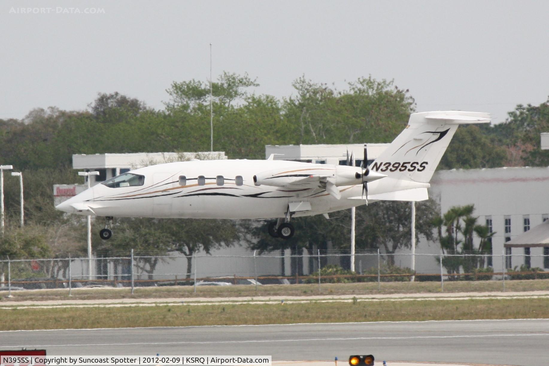 N395SS, 2001 Piaggio P-180 Avanti C/N 1044, Avantair Flight 395 arrives on Runway 32 at Sarasota-Bradenton International Airport following a flight from Savannah/Hilton Head International Airport