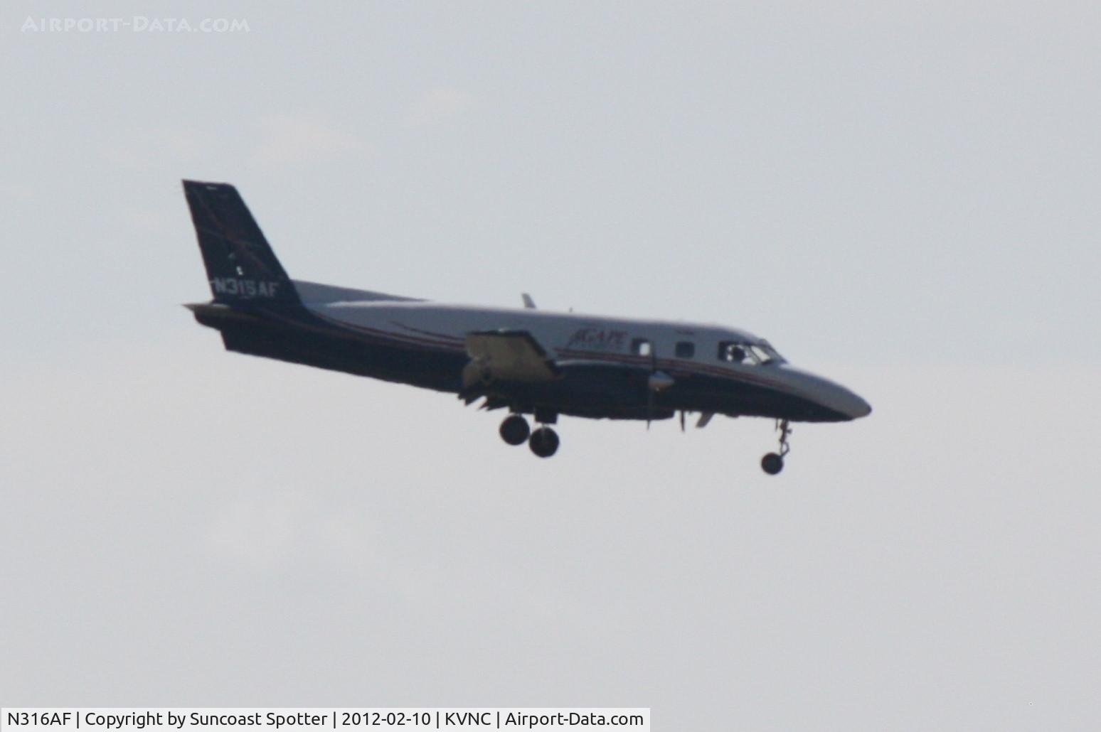 N316AF, 1980 Embraer EMB-110P1 Bandeirante C/N 110.271, N316AF on approach to Runway 31 at Venice Municipal Airport