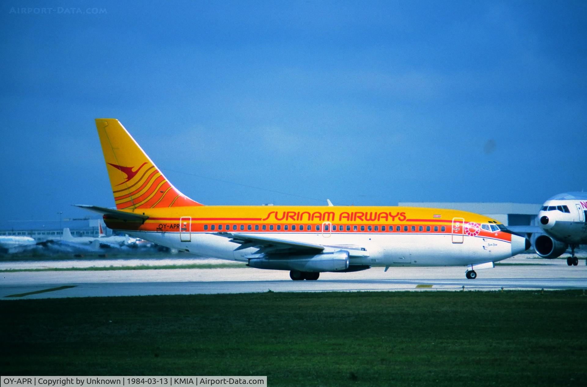 OY-APR, 1980 Boeing 737-2L9 C/N 22407, Miami 13.3.1984