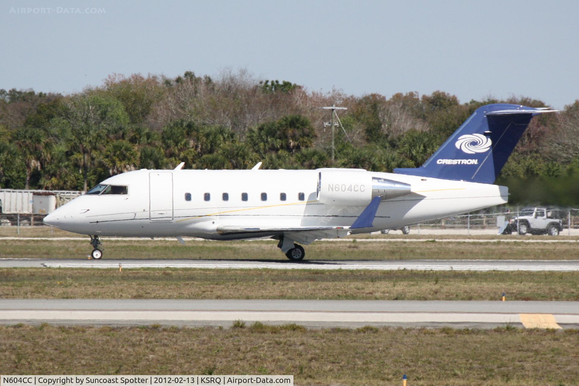 N604CC, 2005 Bombardier Challenger 604 (CL-600-2B16) C/N 5633, N604CC departs from Runway 32 at Sarasota-Bradenton International Airport
