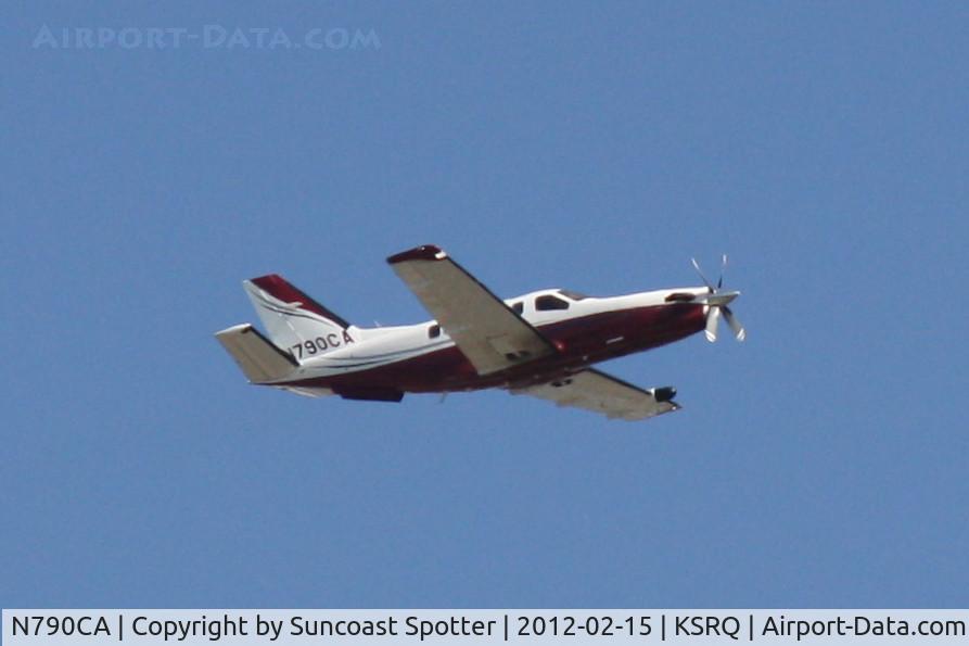 N790CA, 2005 Socata TBM-700 C/N 341, N790CA departs Runway 14 at Sarasota-Bradenton International Airport