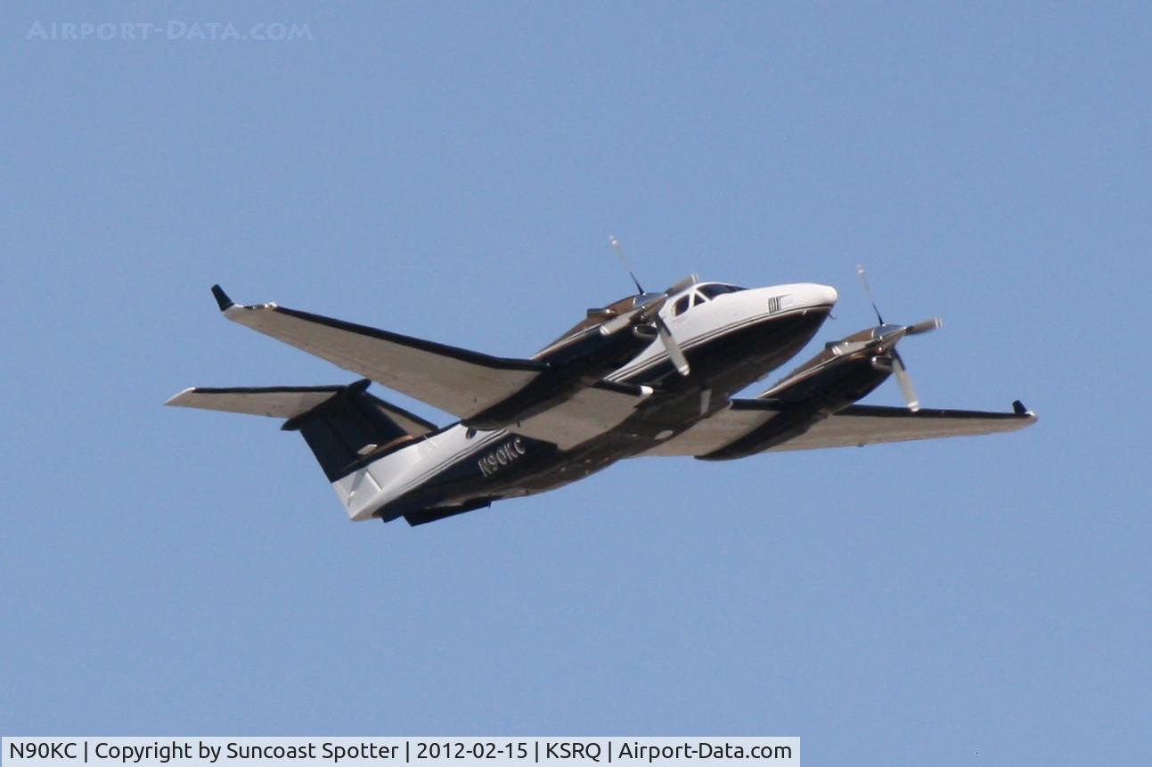 N90KC, 1976 Beech 200 King Air C/N BB-205, N90KC departs Runway 14 at Sarasota-Bradenton International Airport enroute to University of Oklahoma Airport