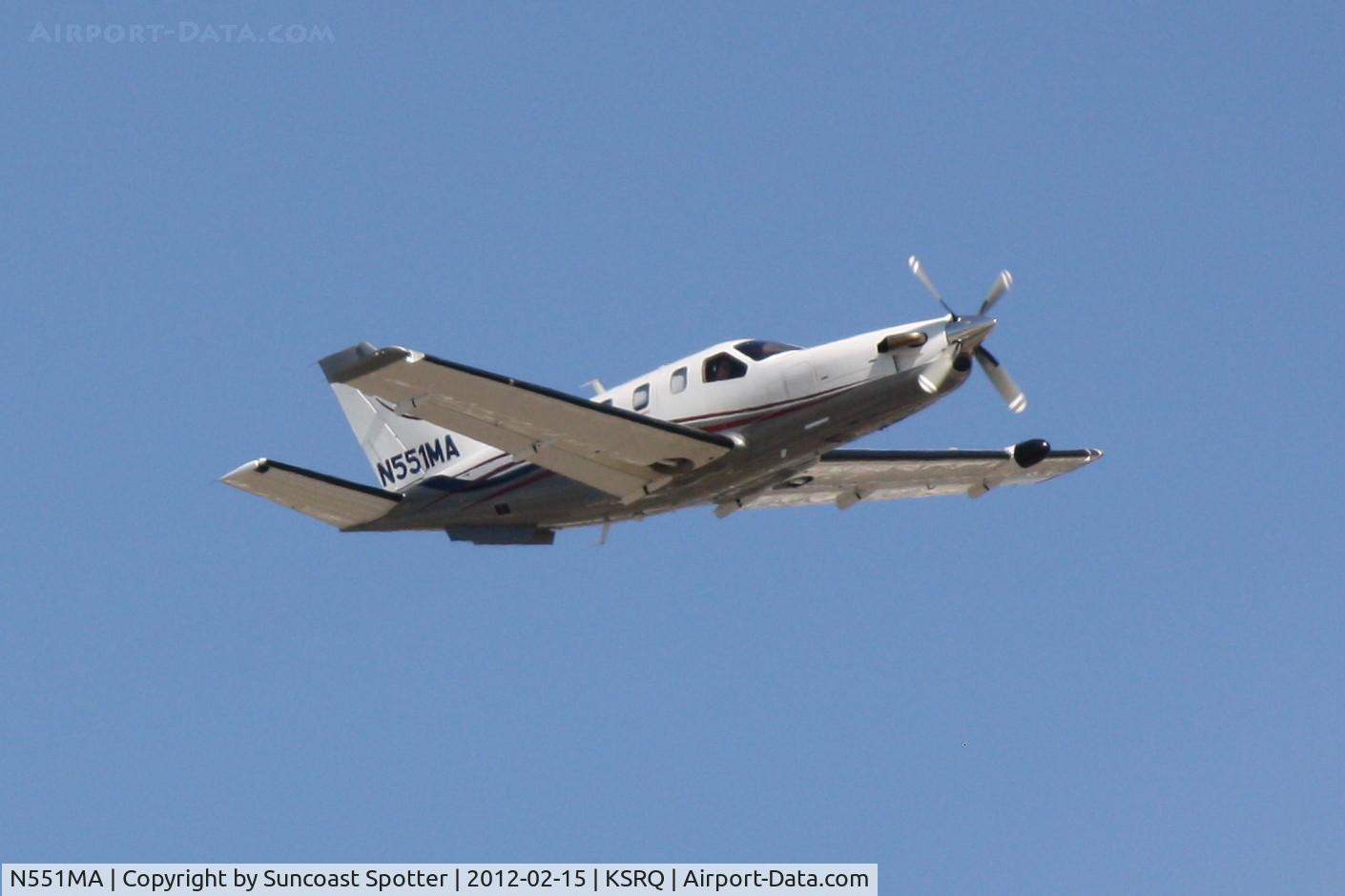 N551MA, Socata TBM-700 C/N 516, N551MA departs Runway 14 at Sarasota-Bradenton International Airport