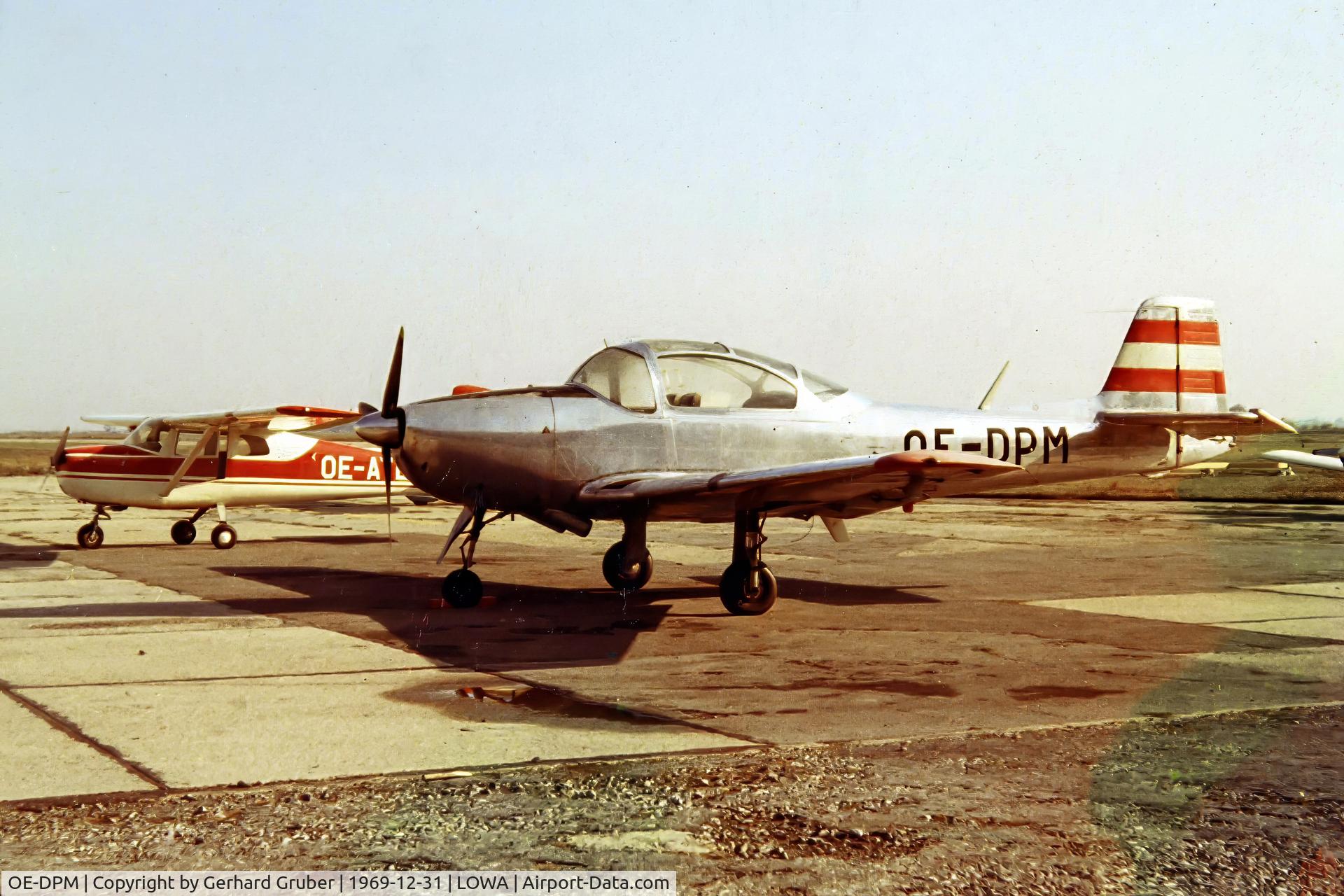 OE-DPM, 1958 Piaggio P-149 D C/N 344, Photo was taken, when I landed as a passenger with a Piper PA-18, reg OE-APN in Aspern.
